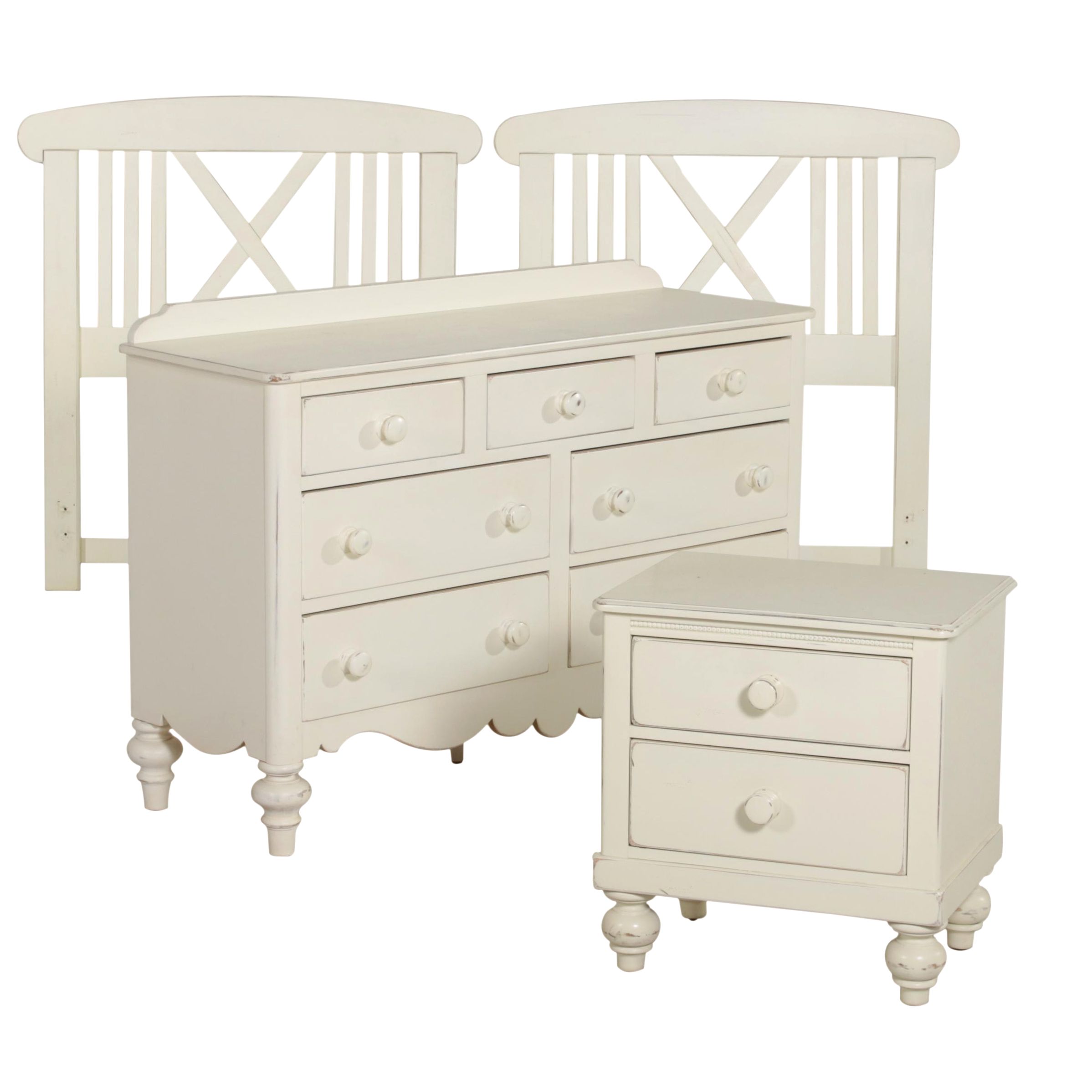 Lexington "Seaside Retreat" Painted Dresser and Nightstand with Twin Headboards