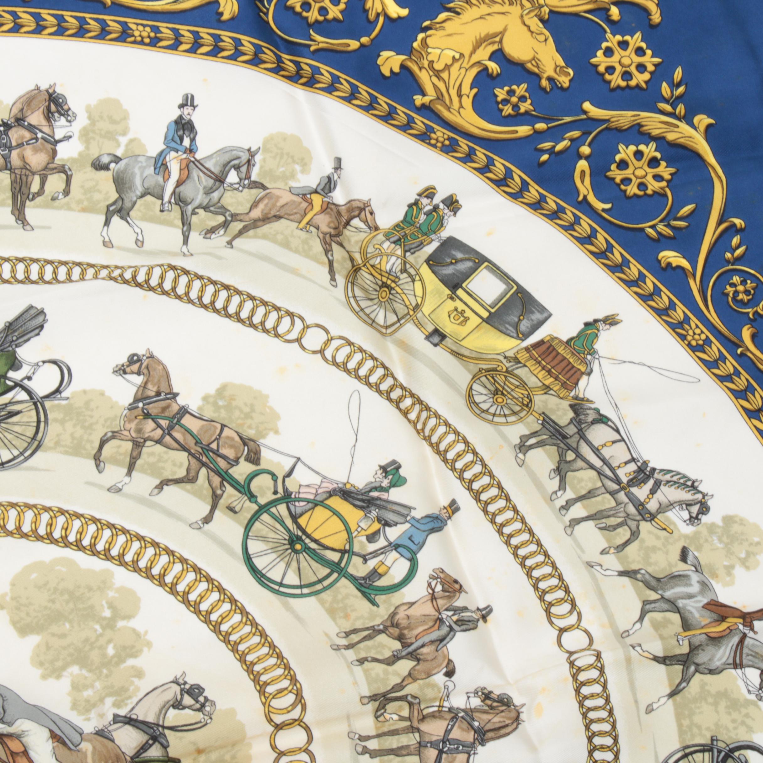 Hermès "La Promenade de Longchamps" Silk Scarf, Vintage