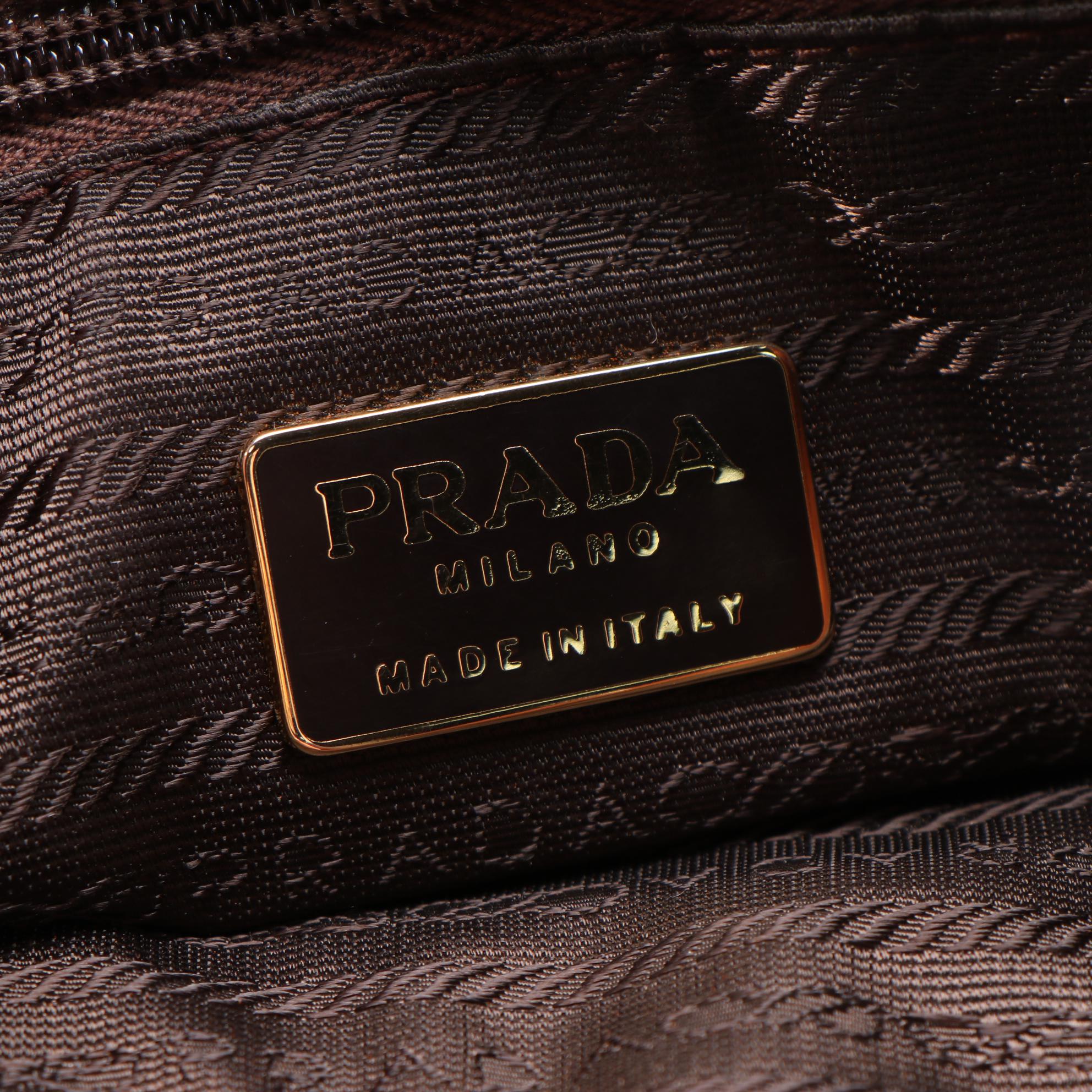 Prada Quilted Brown Suede Chain Shoulder Bag