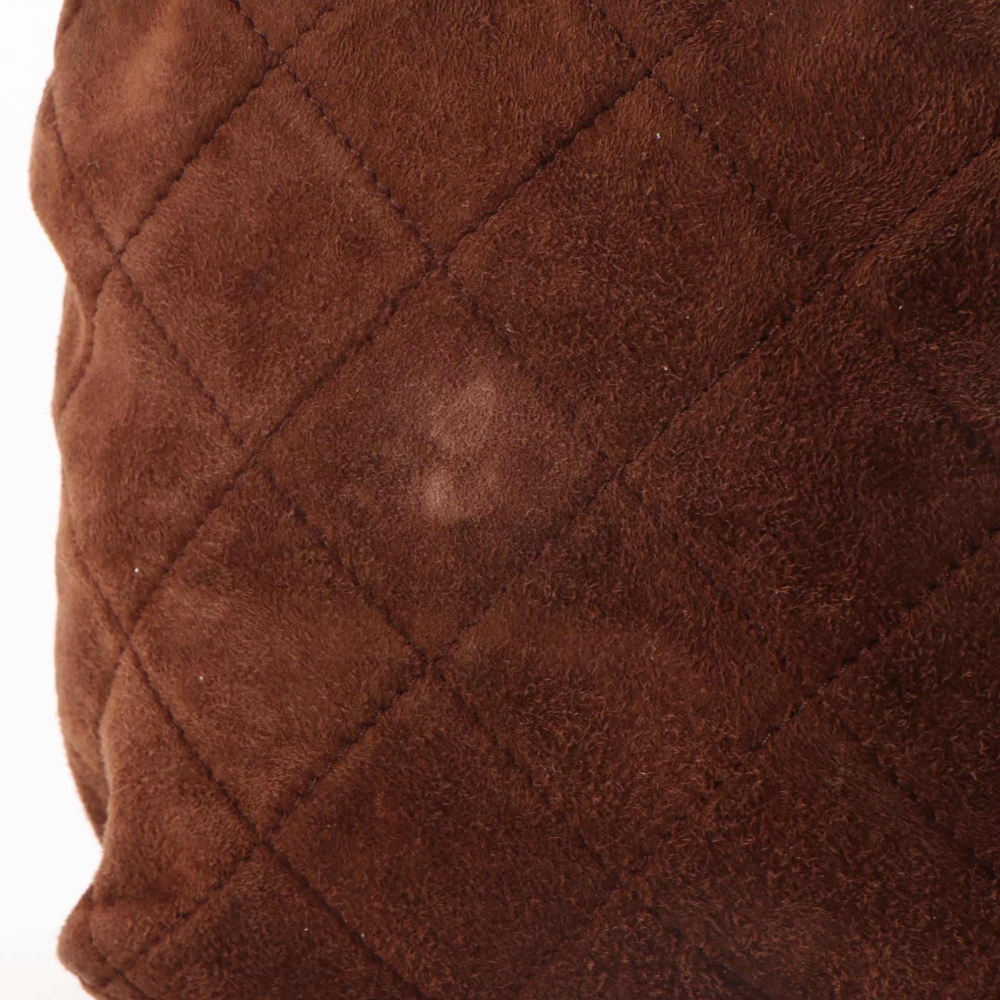 Prada Quilted Brown Suede Chain Shoulder Bag