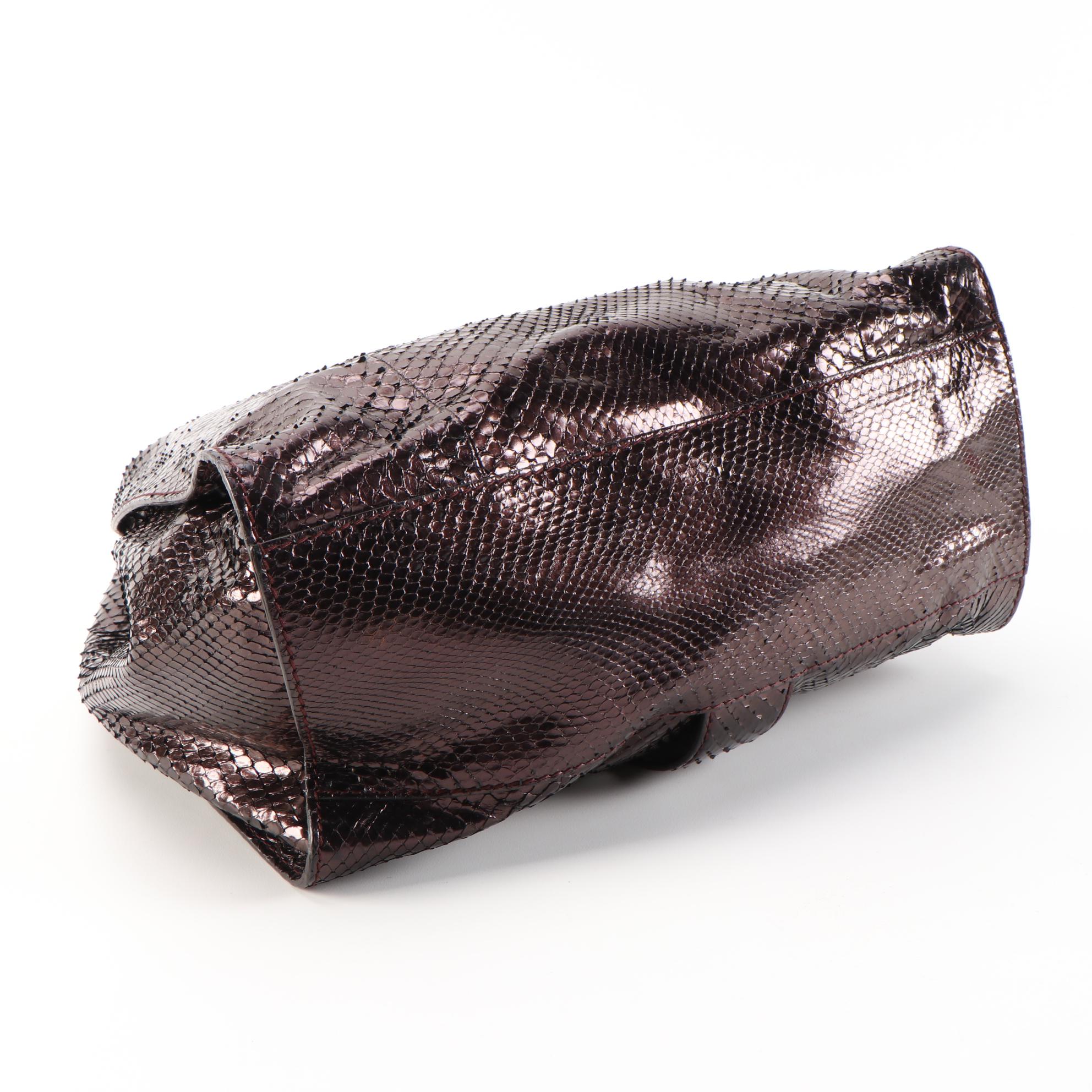 Gucci Metallic Aubergine Python Stirrup Soft Shoulder Bag