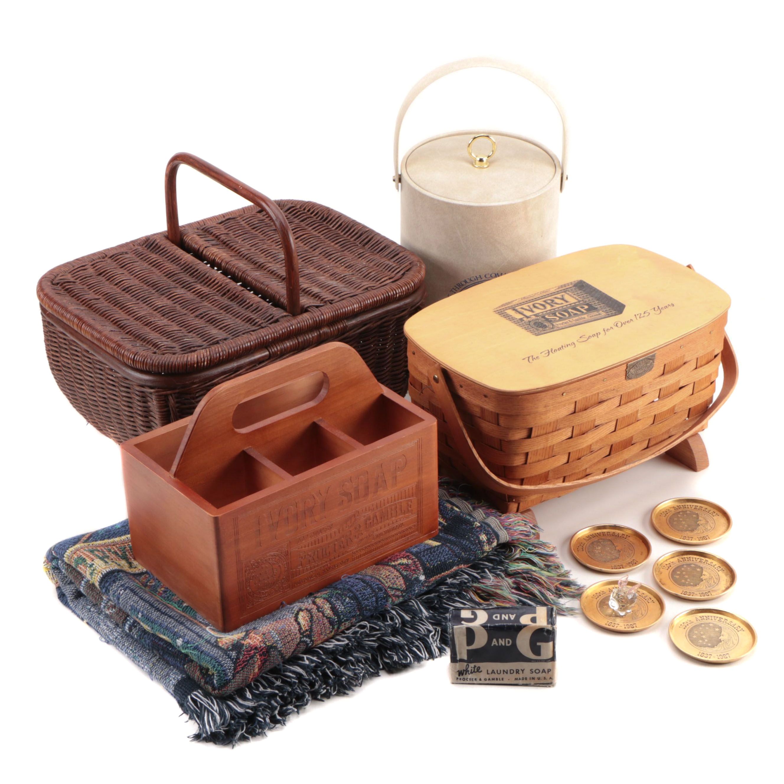 Procter & Gamble Anniversary Items Including Picnic Baskets, and a Caddy