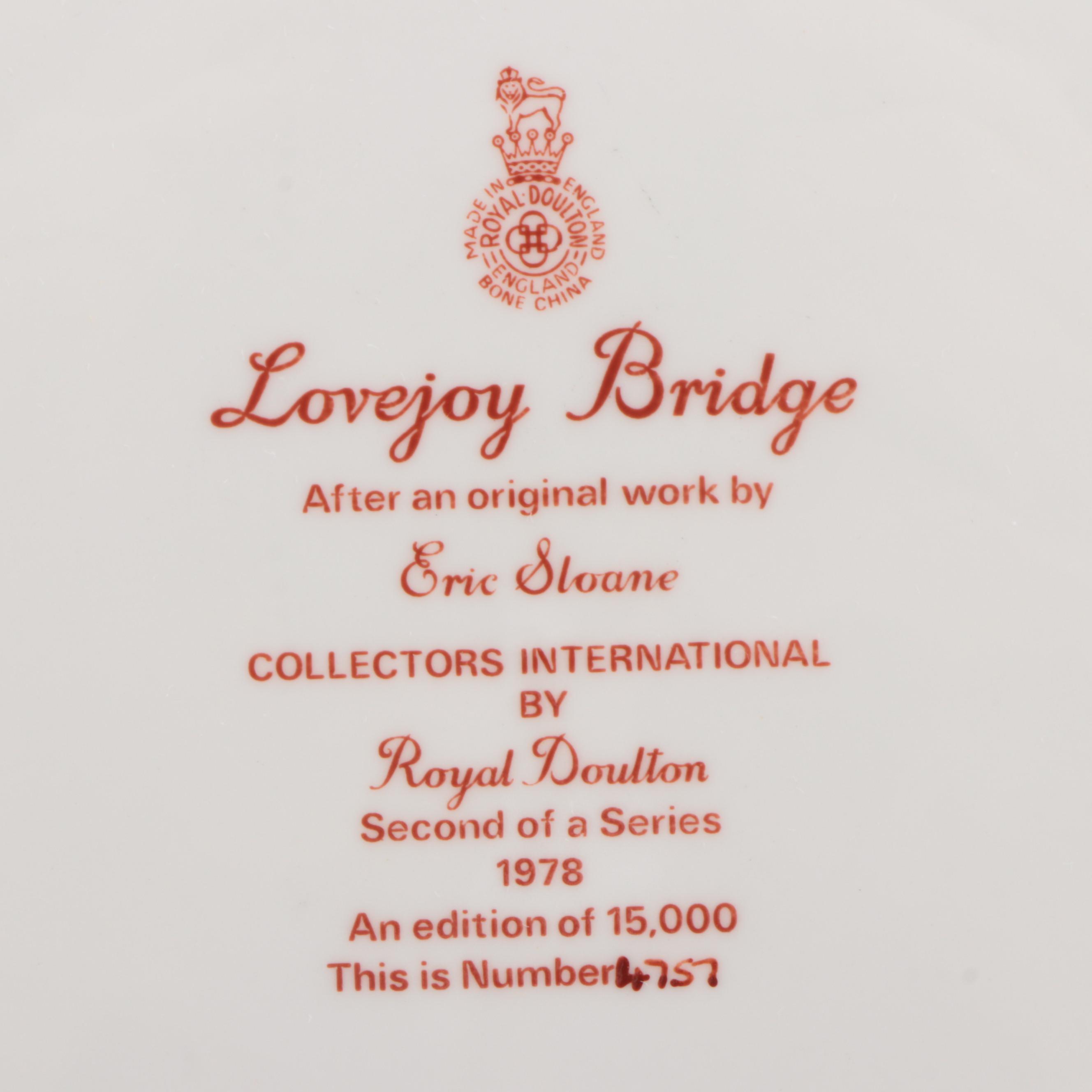 Royal Doulton Eric Sloane Collector Plates Including "Lovejoy Bridge," 1977–1978