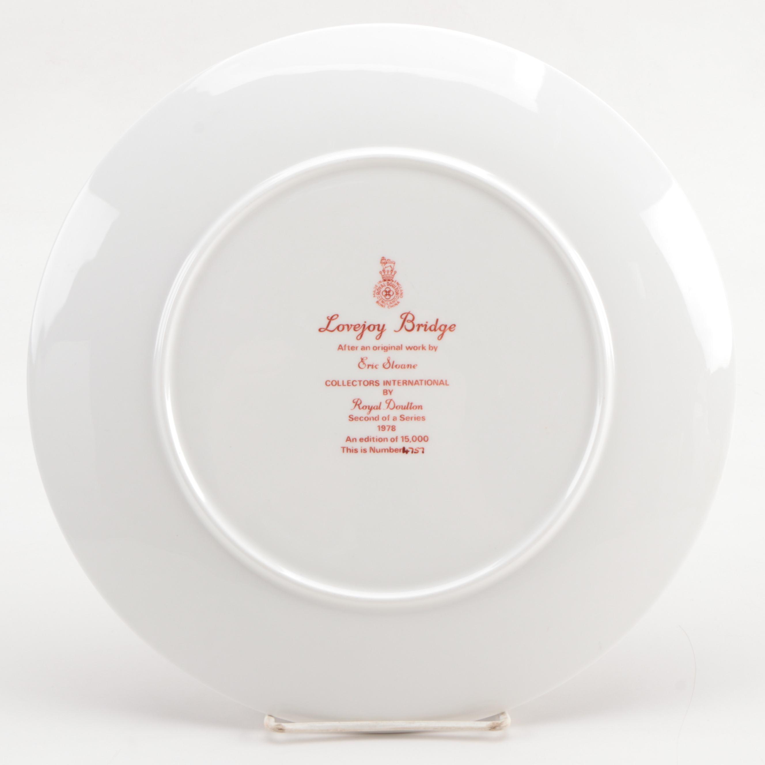 Royal Doulton Eric Sloane Collector Plates Including "Lovejoy Bridge," 1977–1978