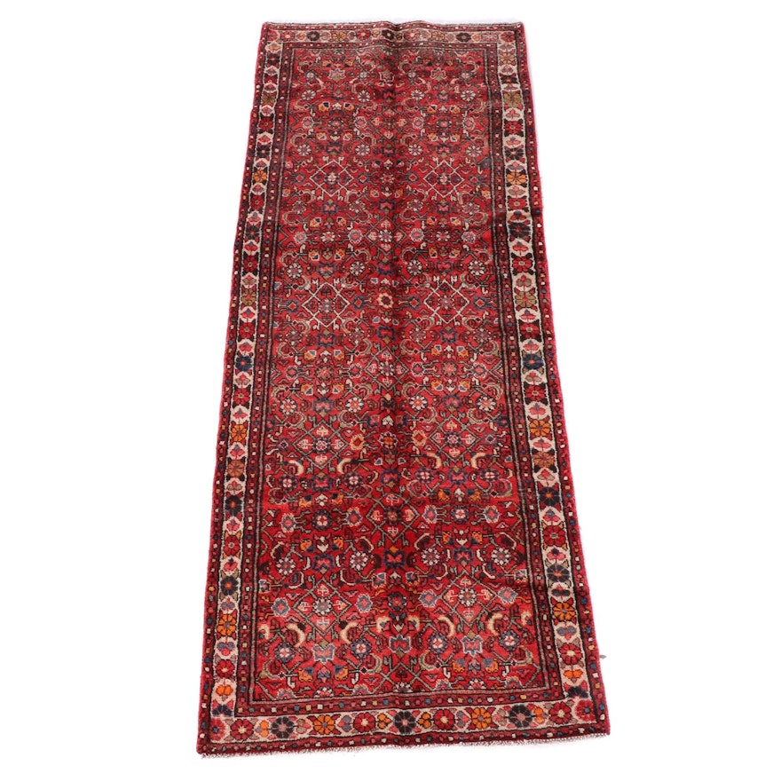 3'7 x 9'9 Hand-Knotted Persian Hamadan Wool Long Rug