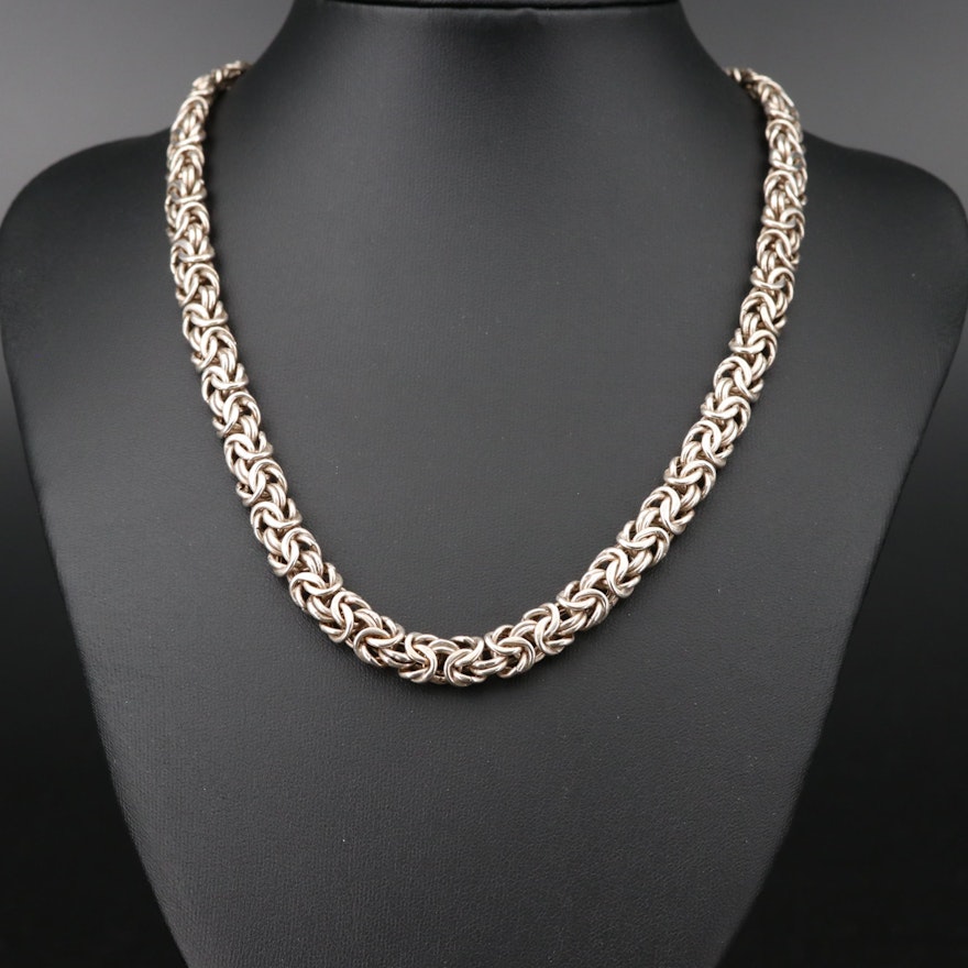 Sterling Silver Flat Byzantine Chain