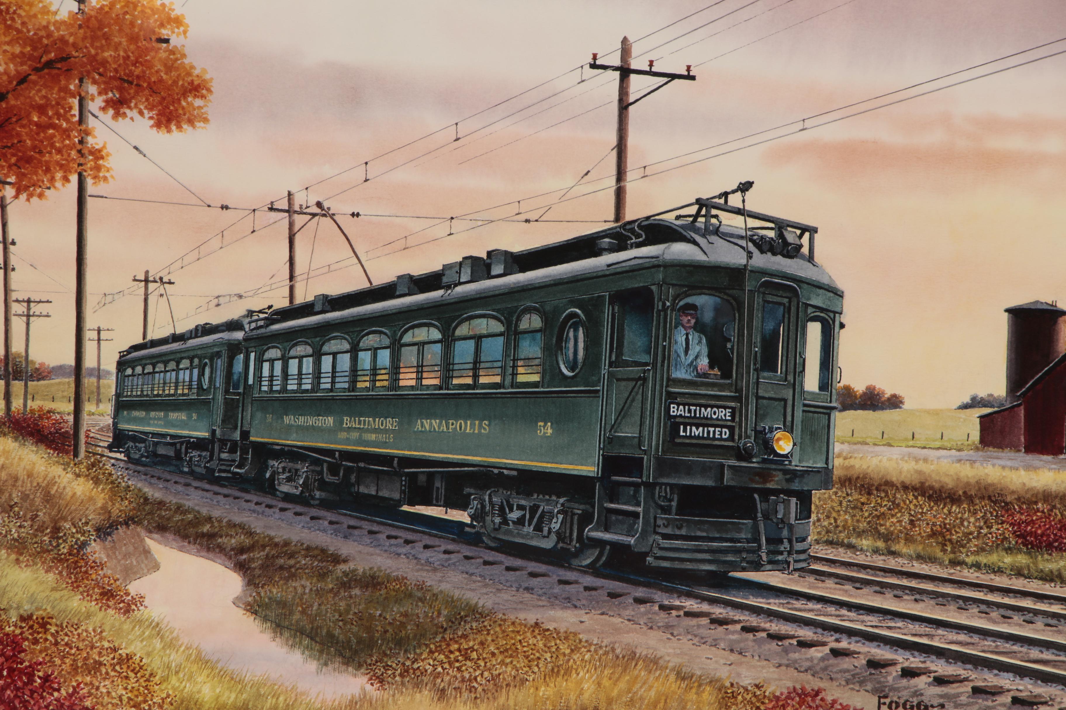Howard Fogg Watercolor Painting of Baltimore Limited Train