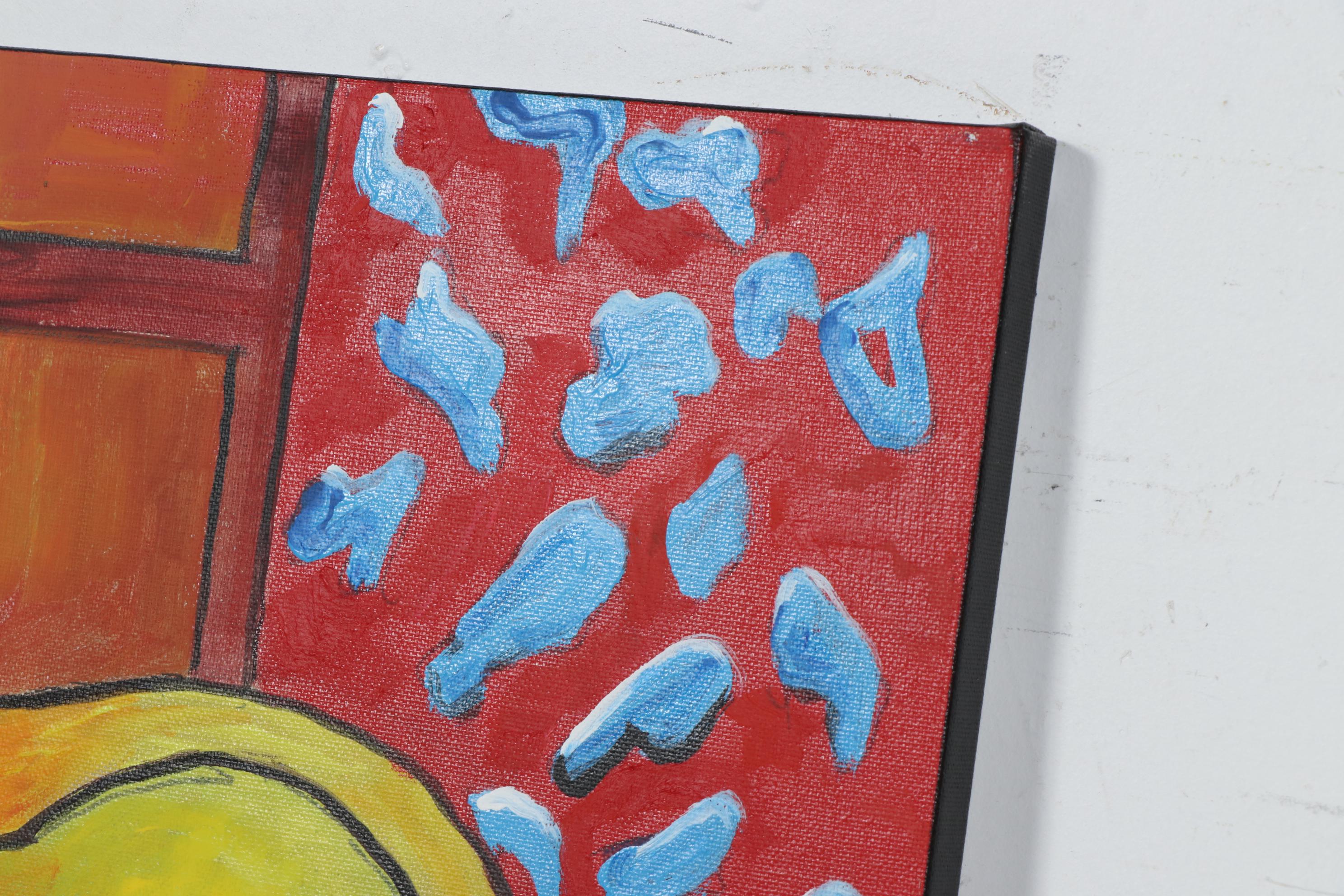 Farshad Lanjani Copy Acrylic Painting after Henri Matisse "Cat at the Fish Bowl"