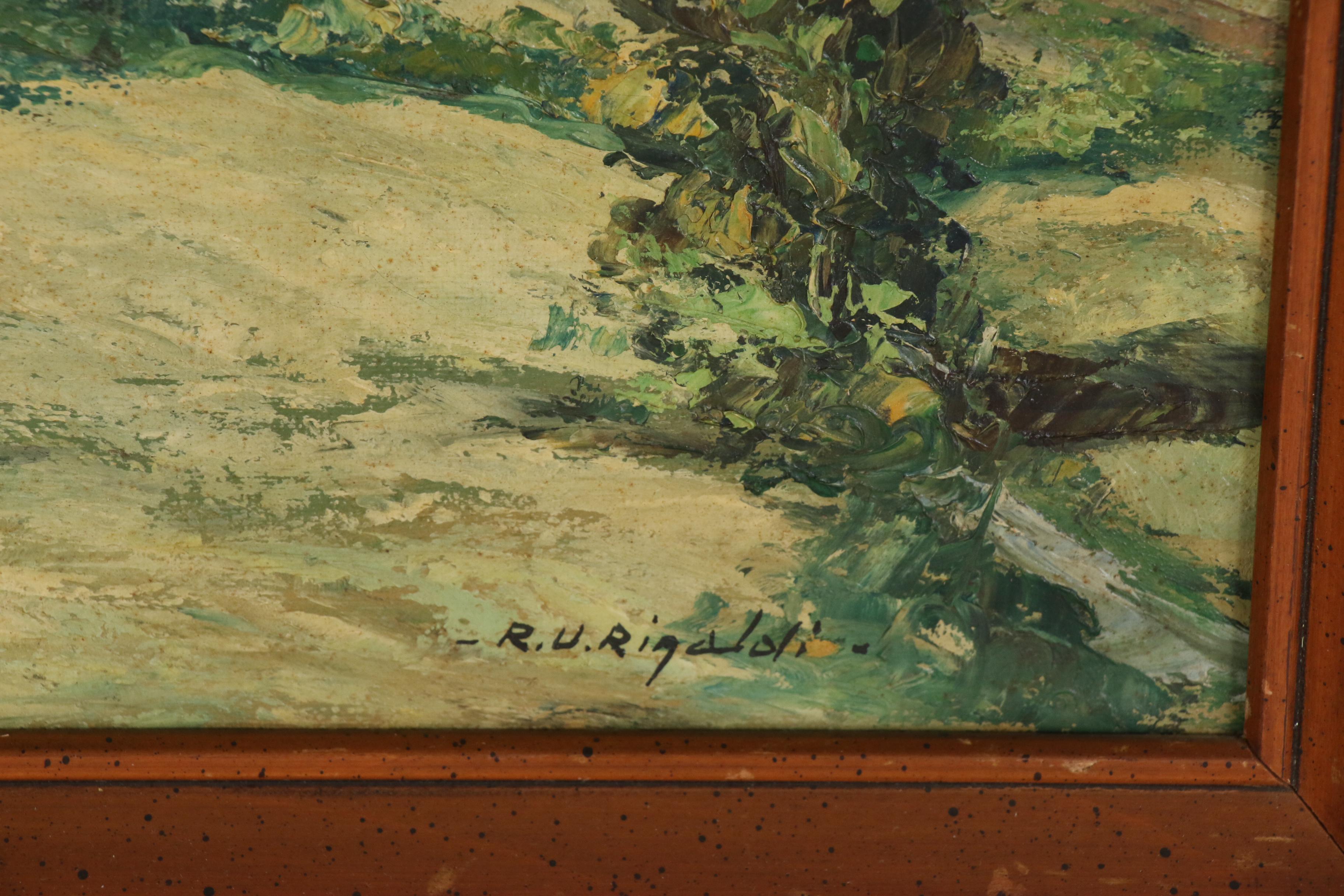 R. U. Rinaldi Landscape Oil Painting "Coustouges", Early to Mid 20th Century