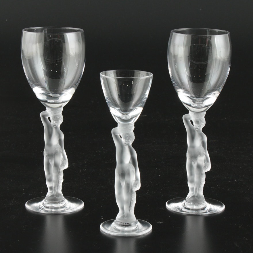 Bayel Lalique Style Bacchus Nude Stemware