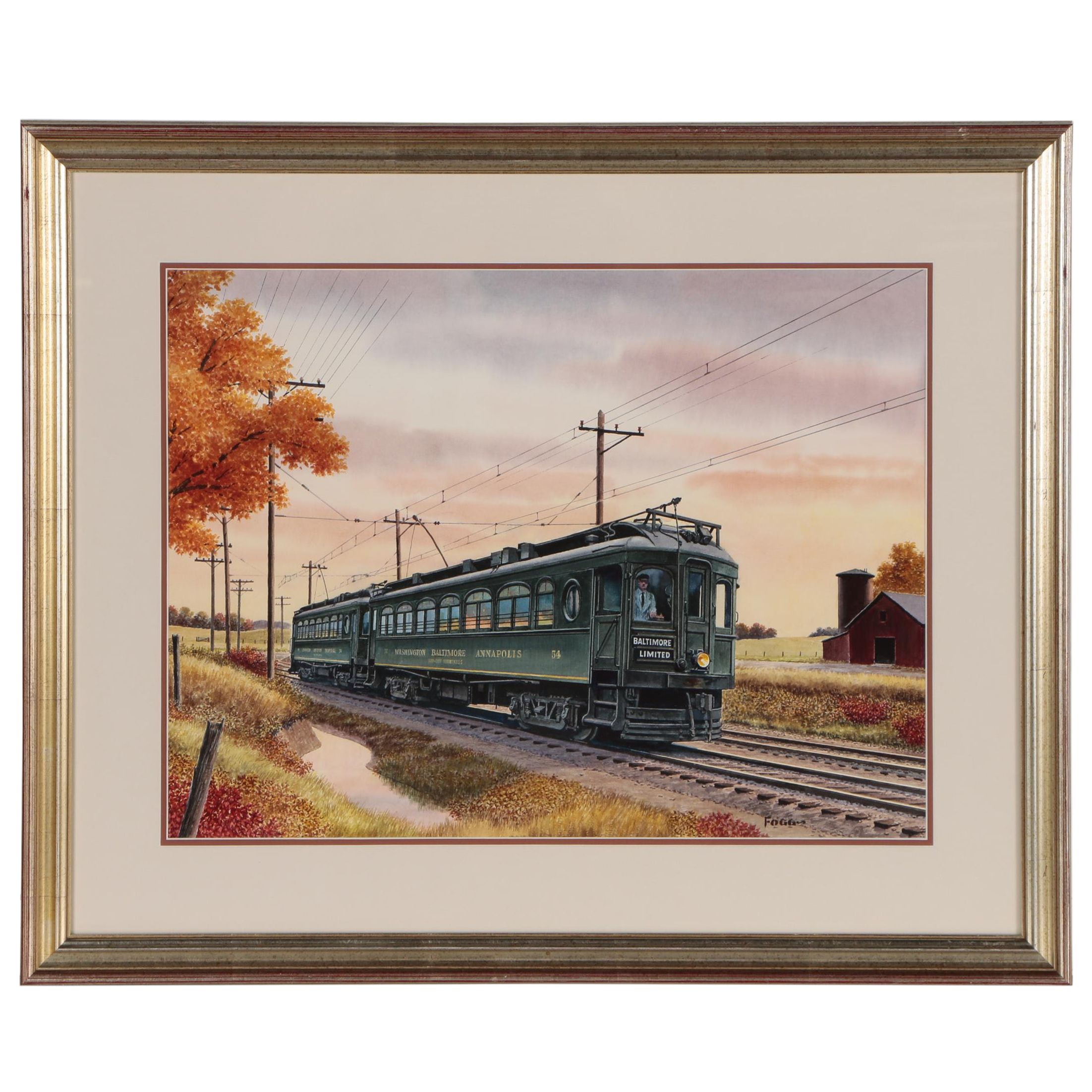 Howard Fogg Watercolor Painting of Baltimore Limited Train