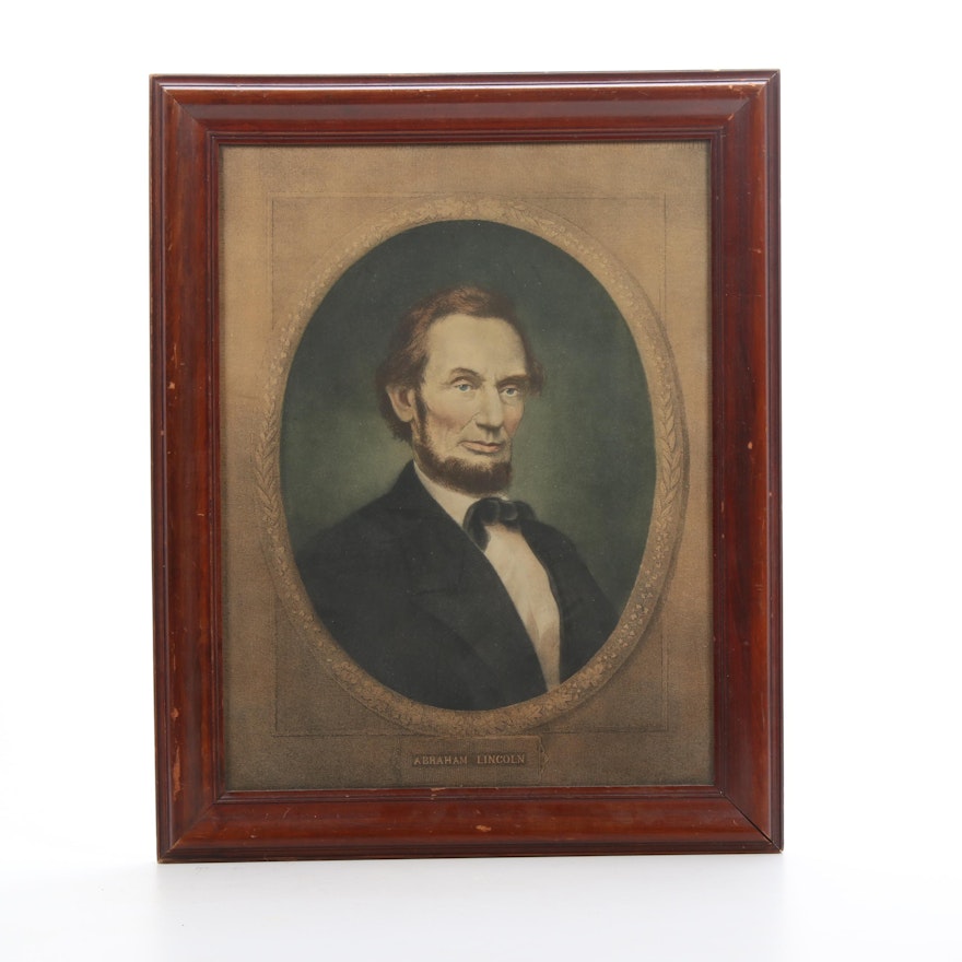 Abraham Lincoln Hand-Colored Lithographic Portrait, Framed