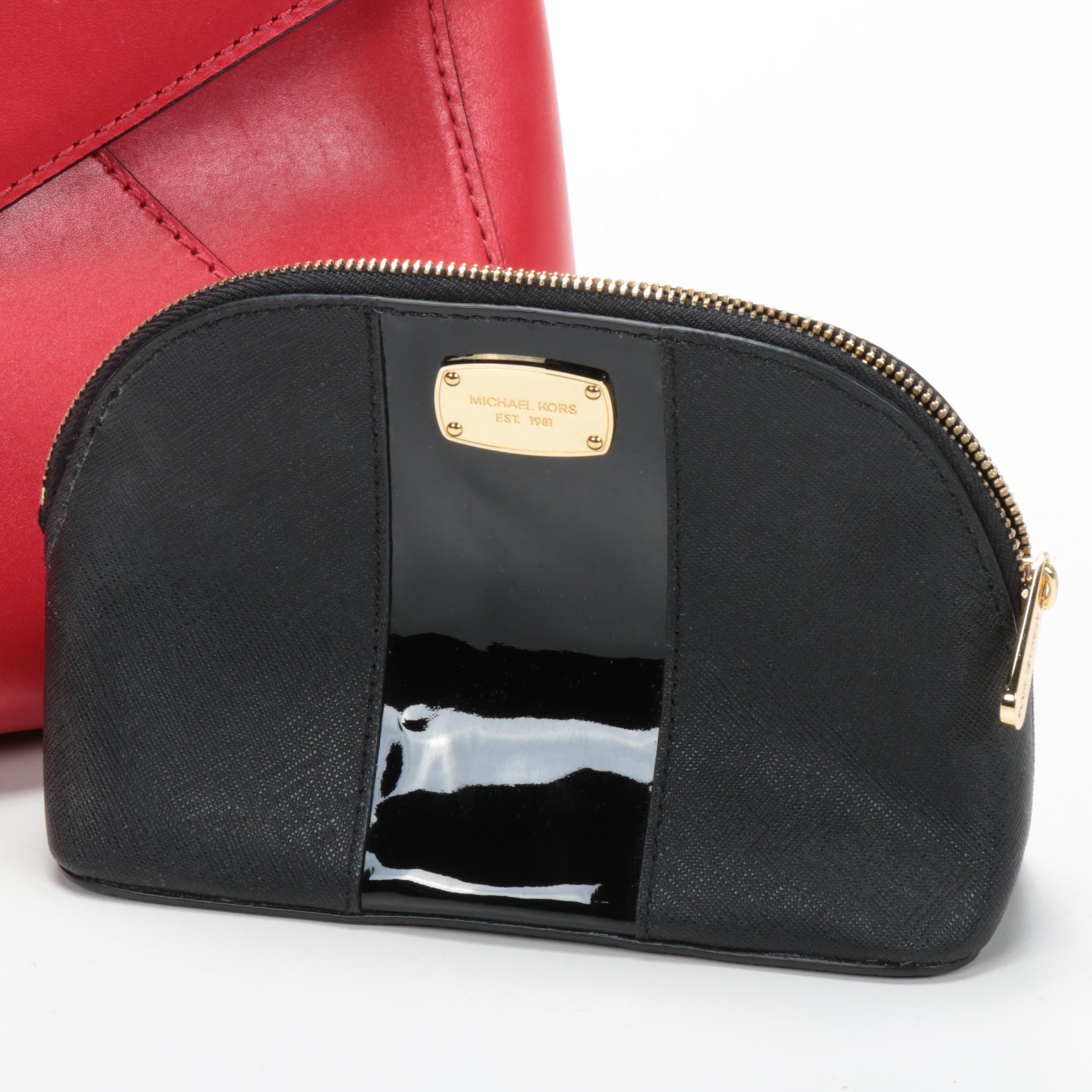 Kate Spade New York Top Handle Bag with Michael Kors Black Cosmetic Bag