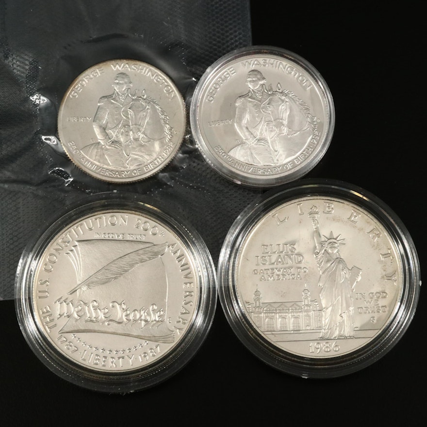 Four Commemorative US Mint Silver Coins