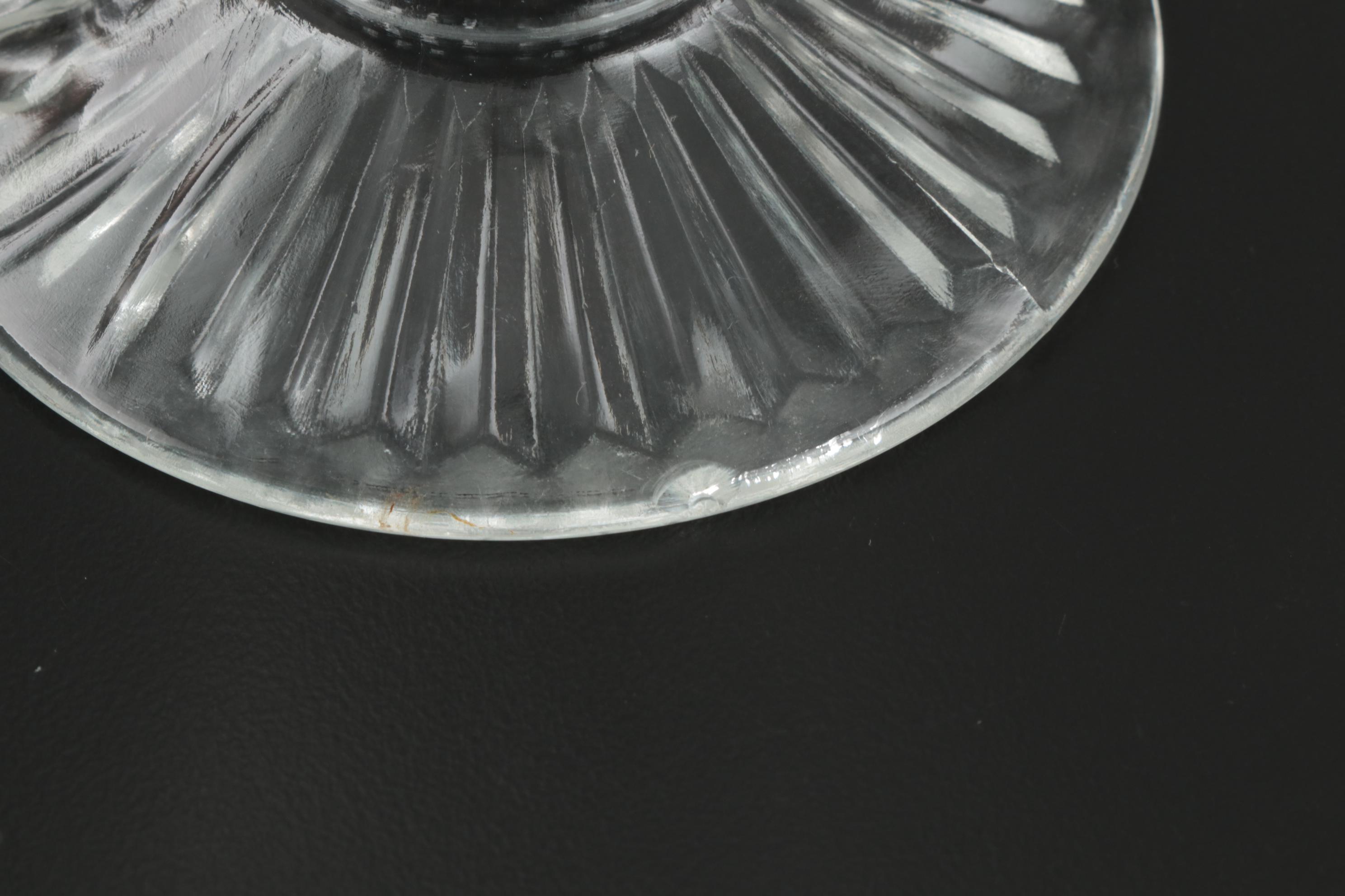 Jeannette "Iris Clear" Depression Glass Pitcher and Footed Tumblers, 1928–1932