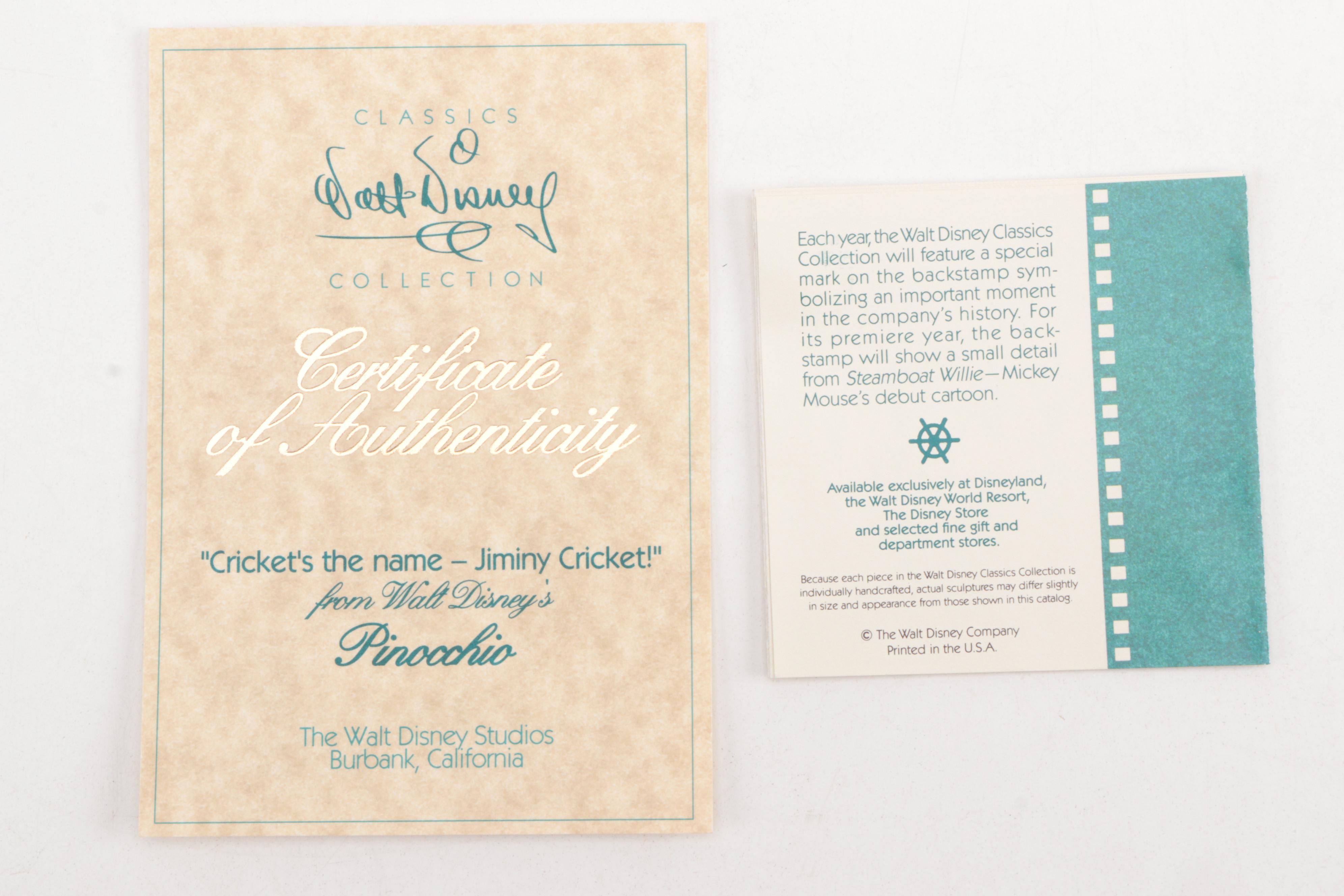 Walt Disney "Pinocchio" Collection Jiminy Cricket Porcelain Figurine