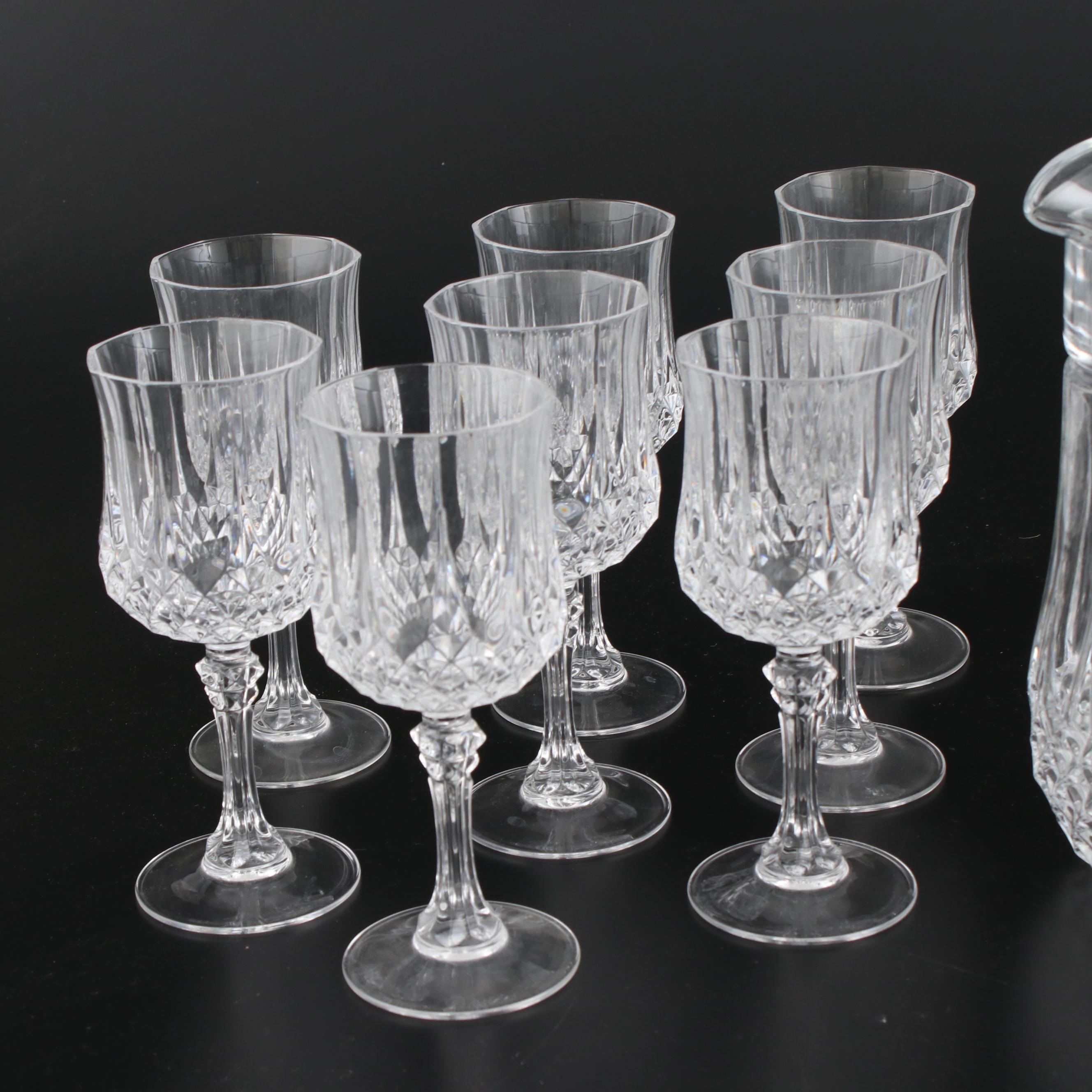 Cristal d'Arques "Longchamp" Crystal Red and White Wine Glasses with Pitcher
