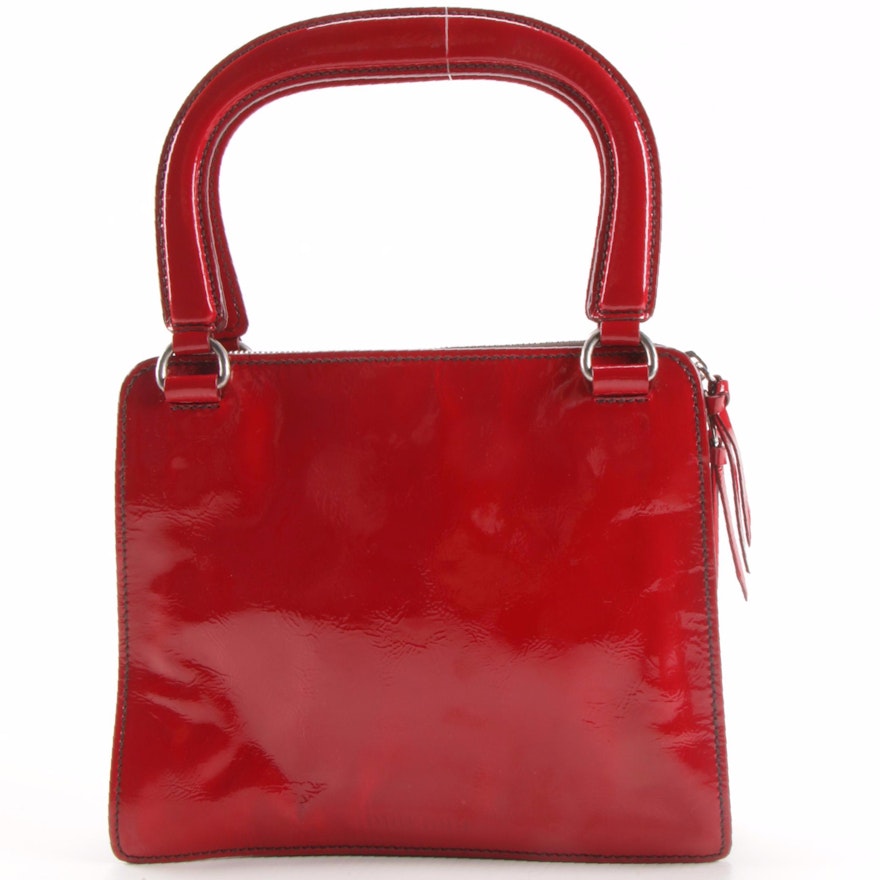 Miu Miu Red Crinkle Patent Leather Handbag