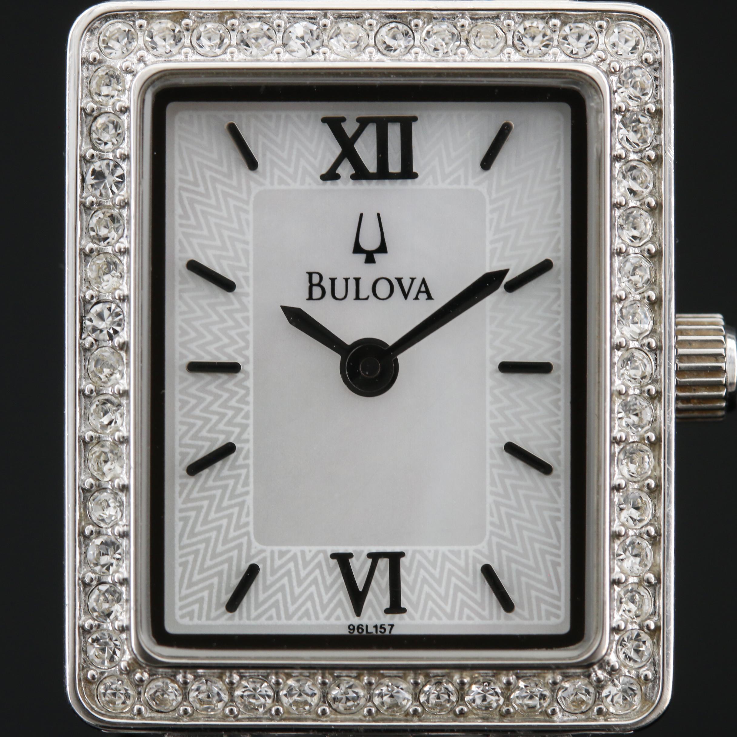Bulova Mother of Pearl and Crystal Stainless Steel Quartz Watch