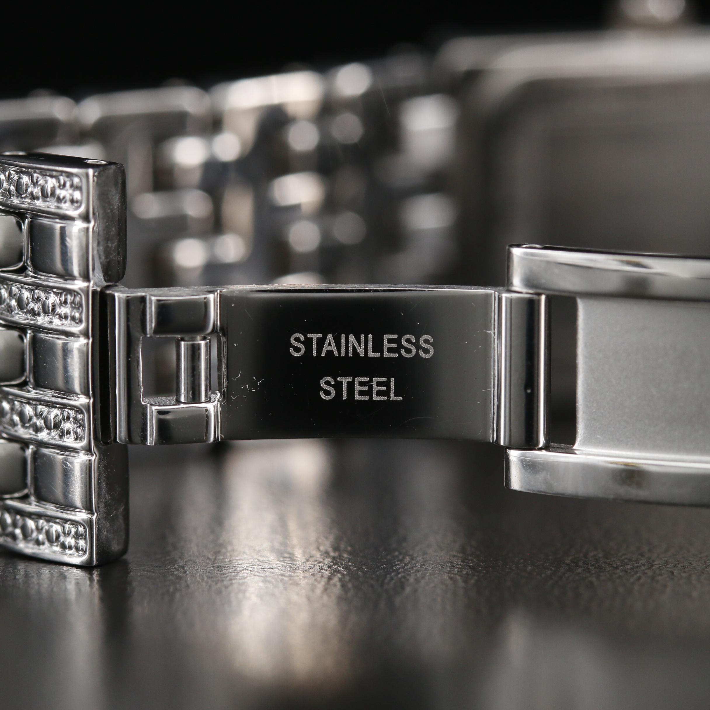 Bulova Mother of Pearl and Crystal Stainless Steel Quartz Watch