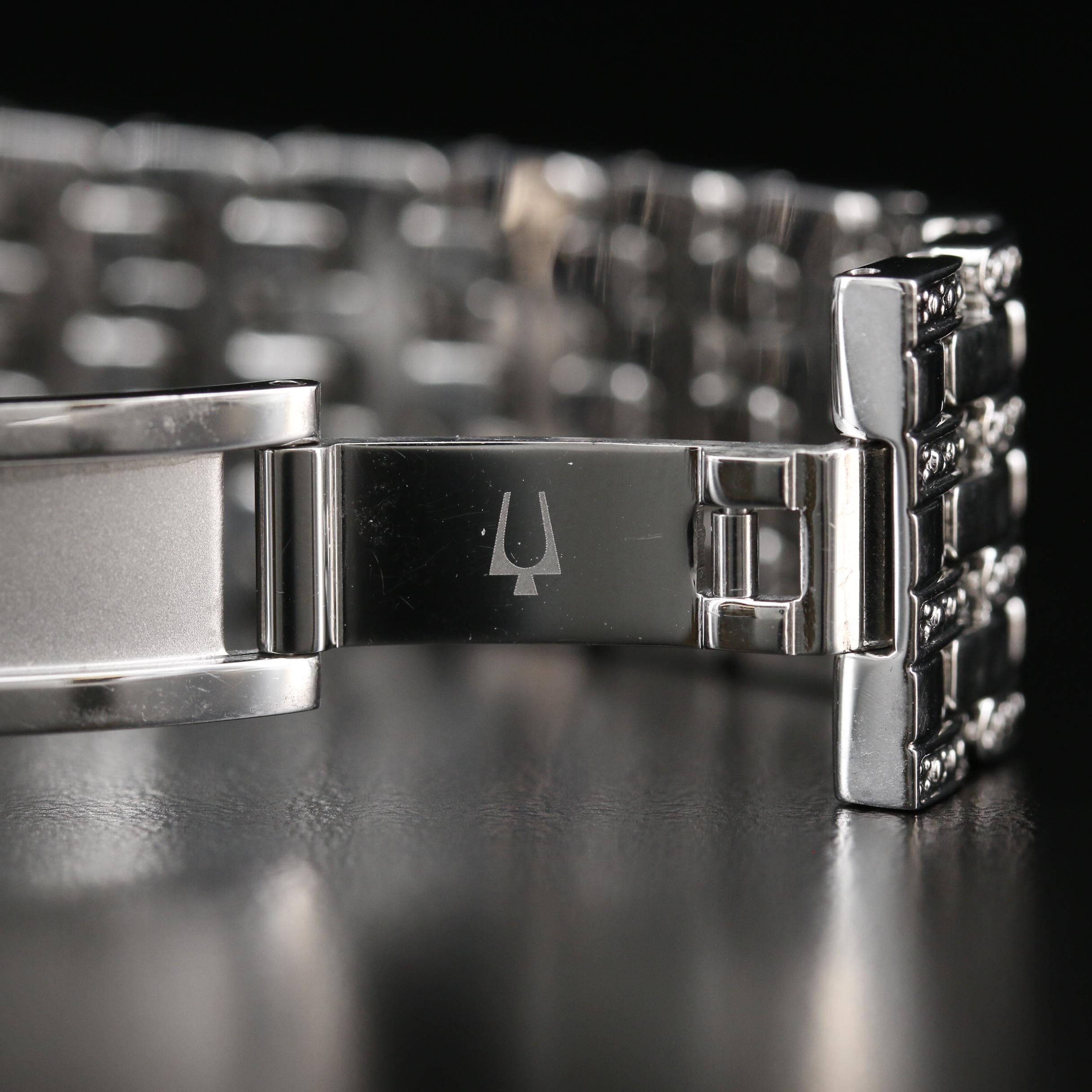 Bulova Mother of Pearl and Crystal Stainless Steel Quartz Watch