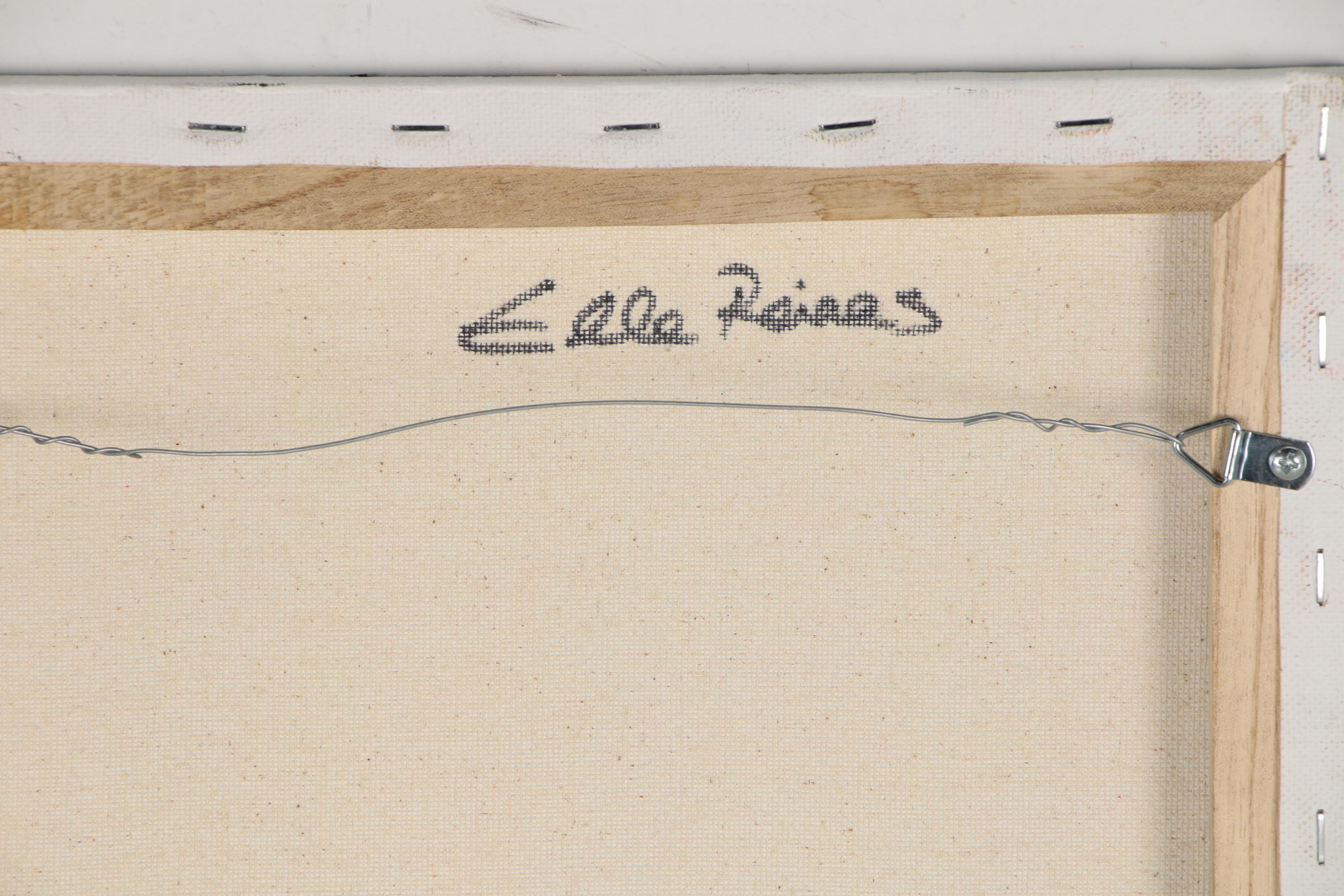 Elle Raines Acrylic Cow Painting, 21st Century