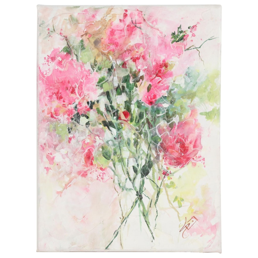 Sue Dion Floral Acrylic Painting
