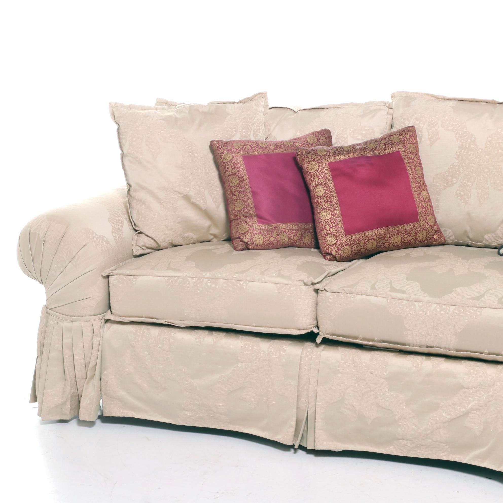 Henredon "Schoonbeck Collection" Damask Roll-Arm Sofa