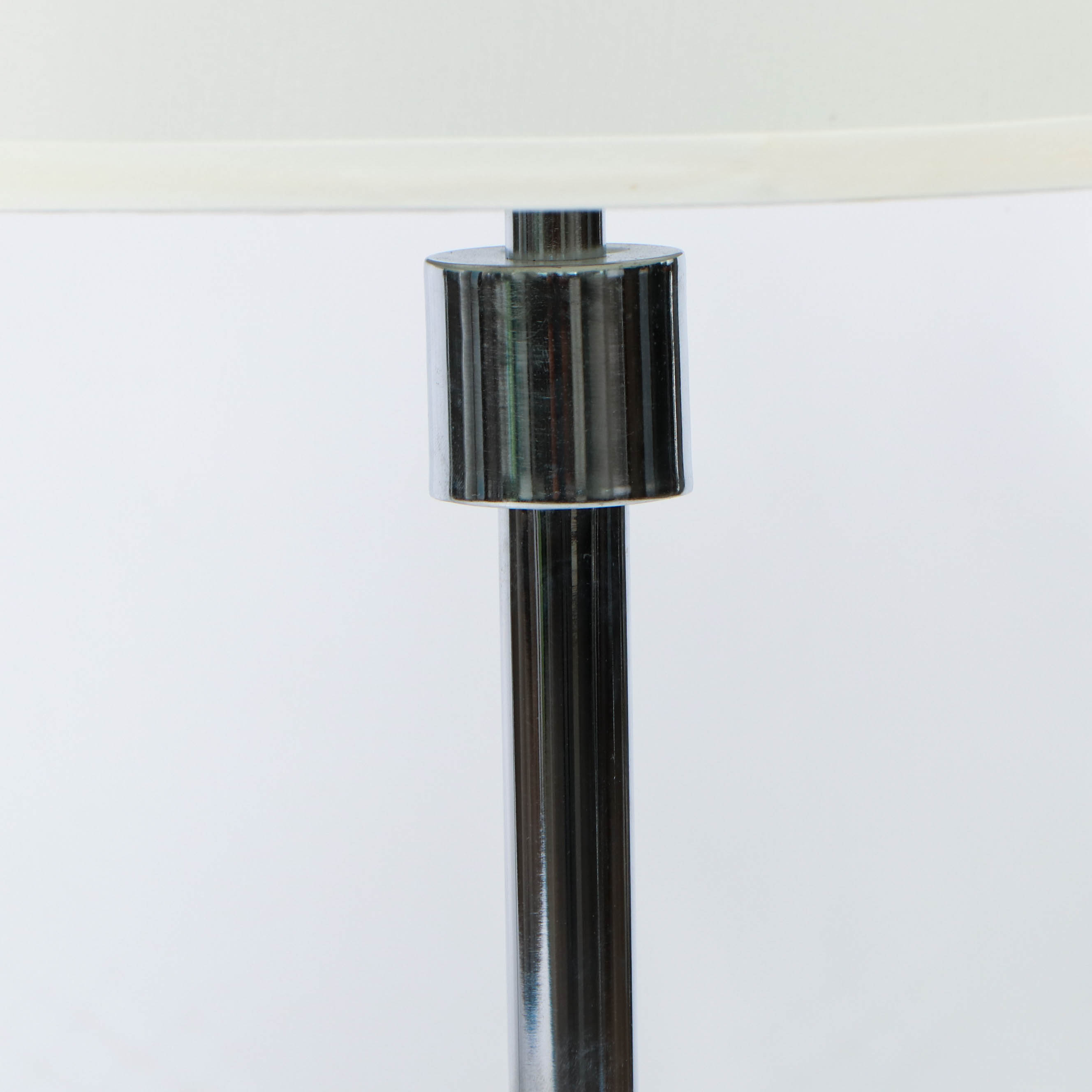Modern Chrome Table Lamps with Fabric Bell Shade