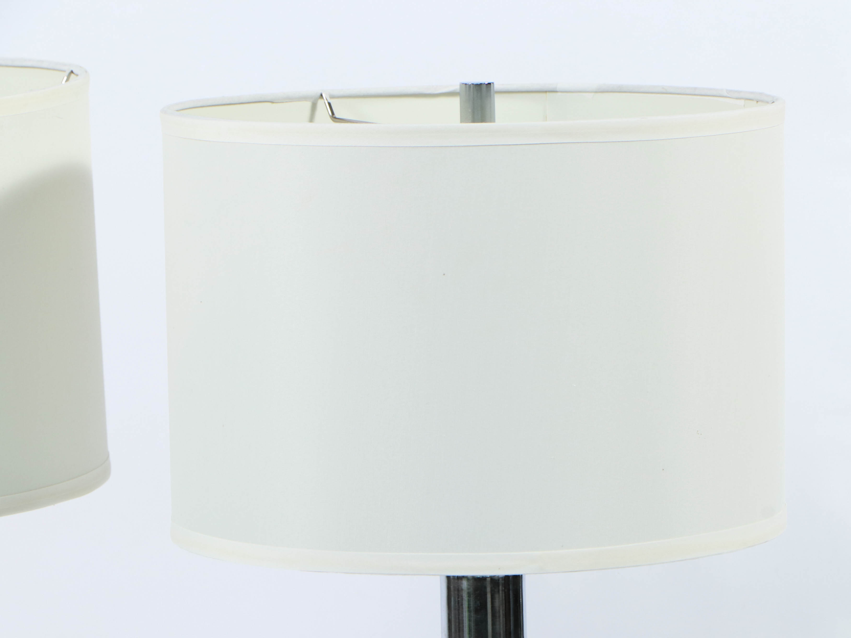 Modern Chrome Table Lamps with Fabric Bell Shade