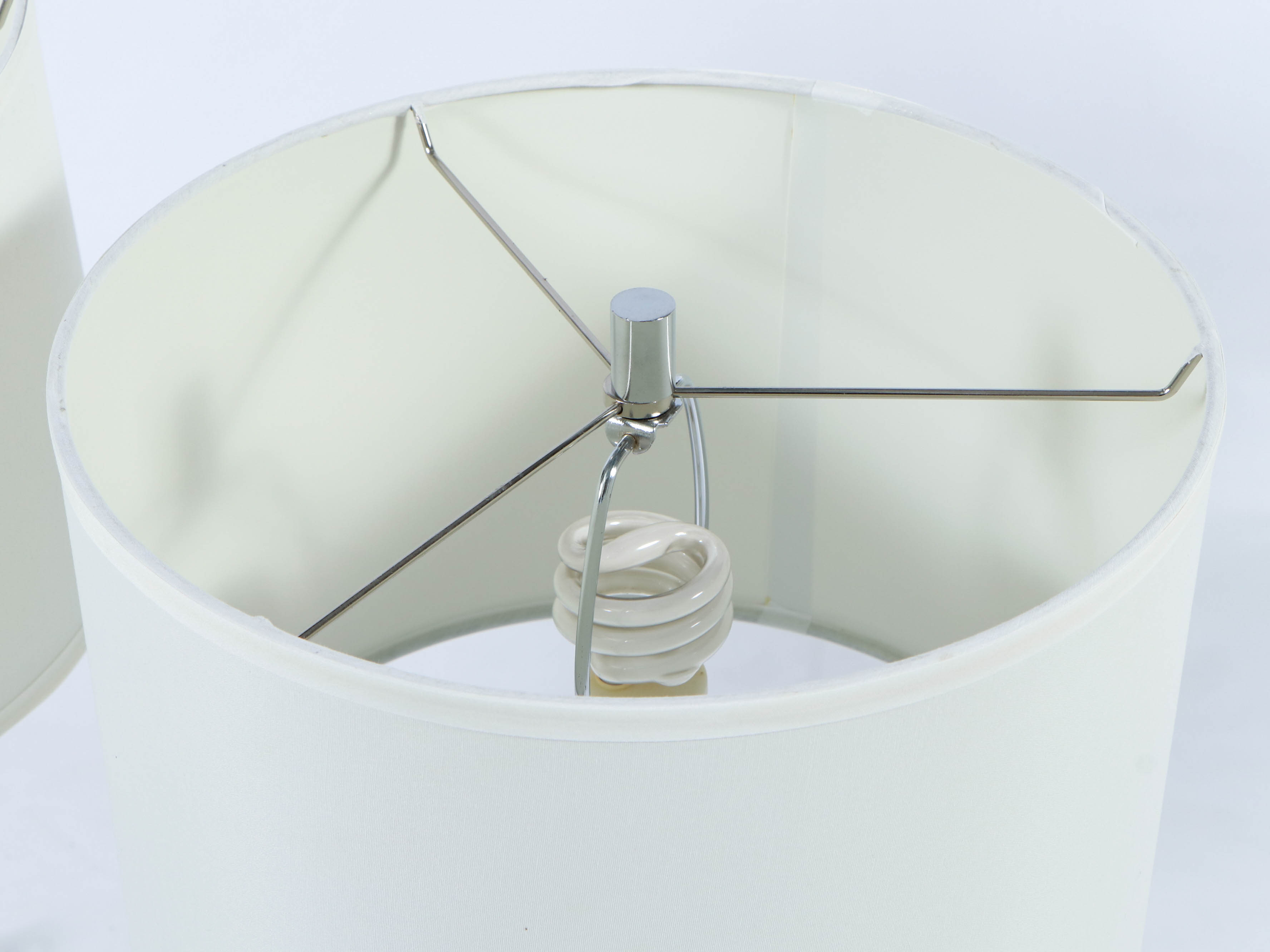 Modern Chrome Table Lamps with Fabric Bell Shade