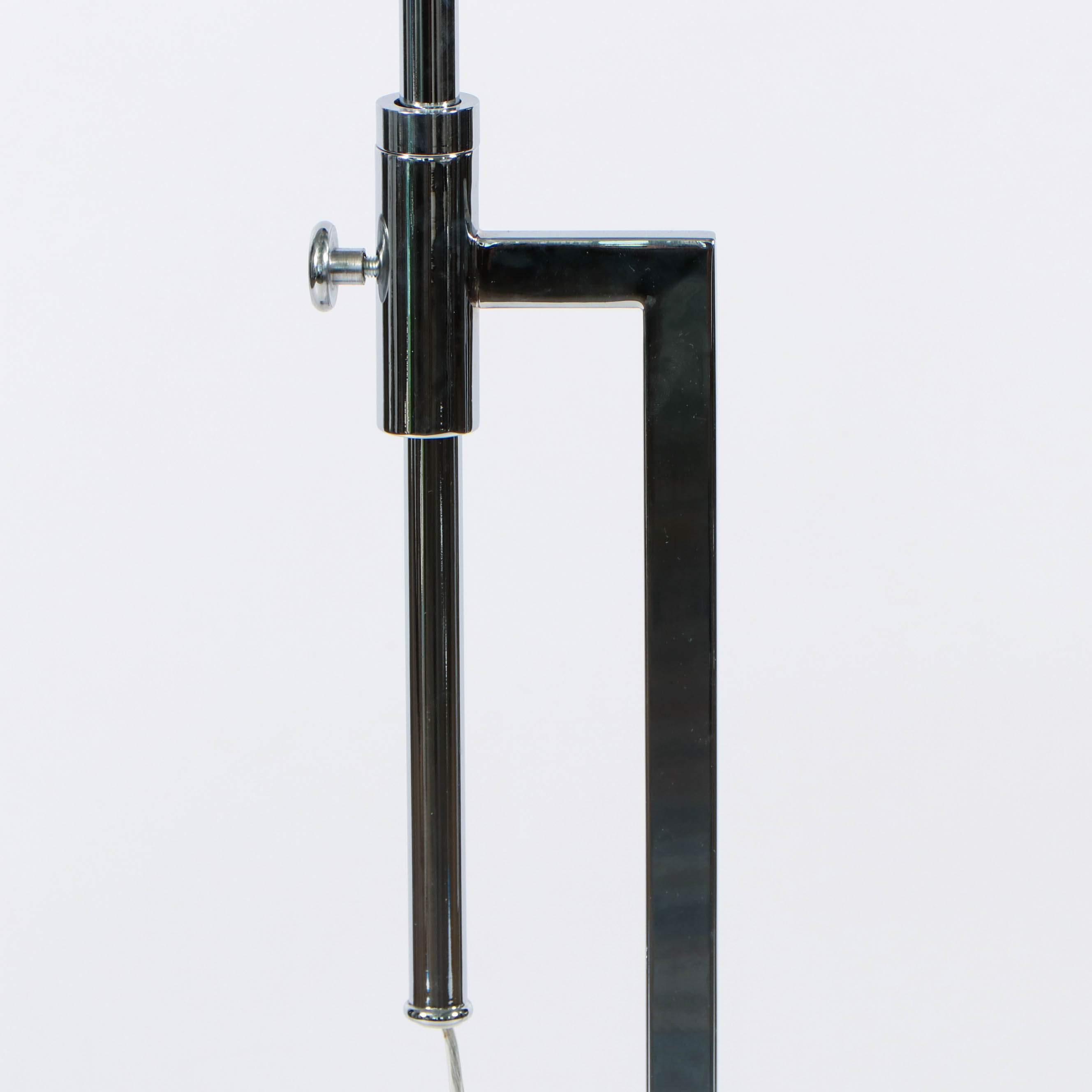 Adjustable Chrome Floor Lamp with Sheer Fabric Shade