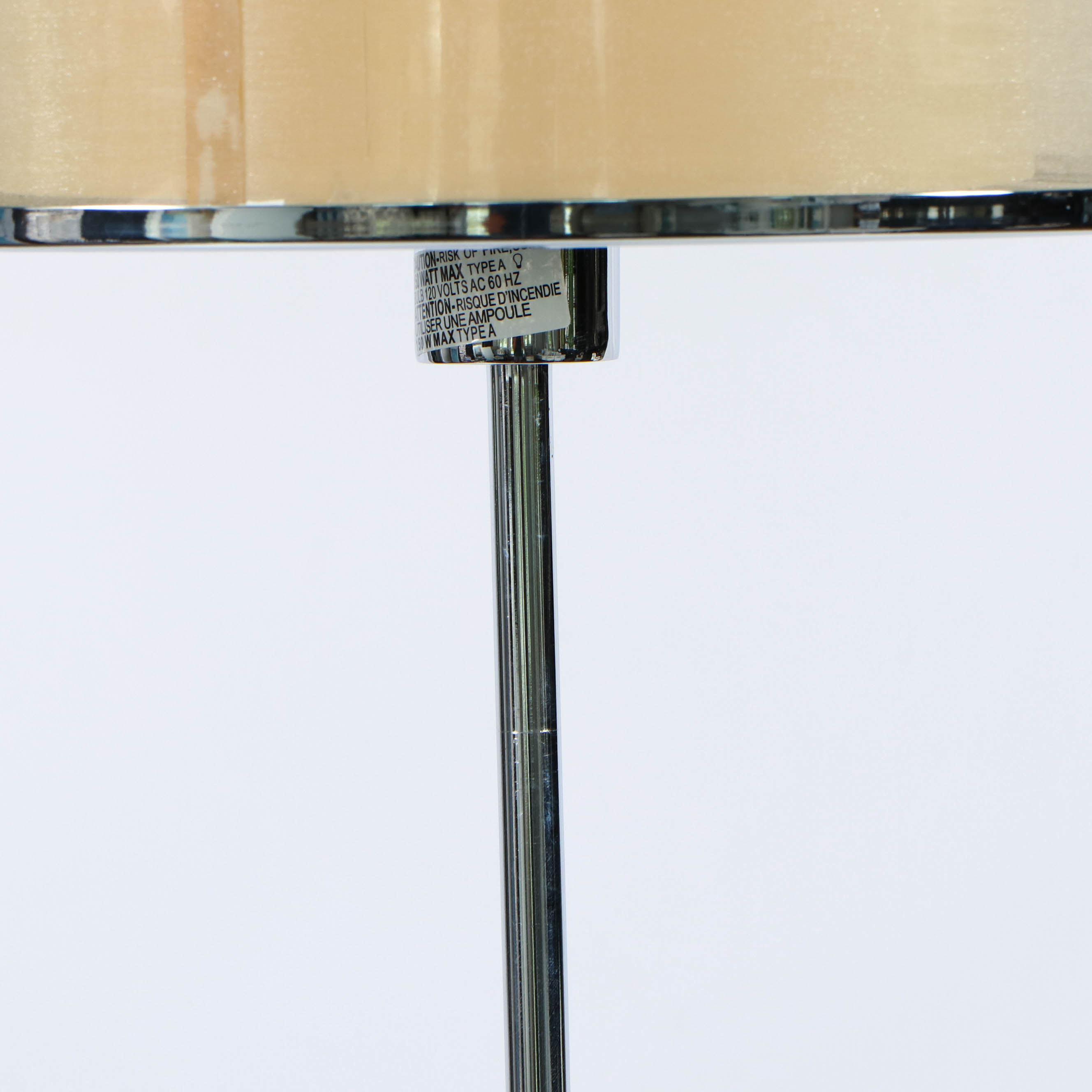 Adjustable Chrome Floor Lamp with Sheer Fabric Shade