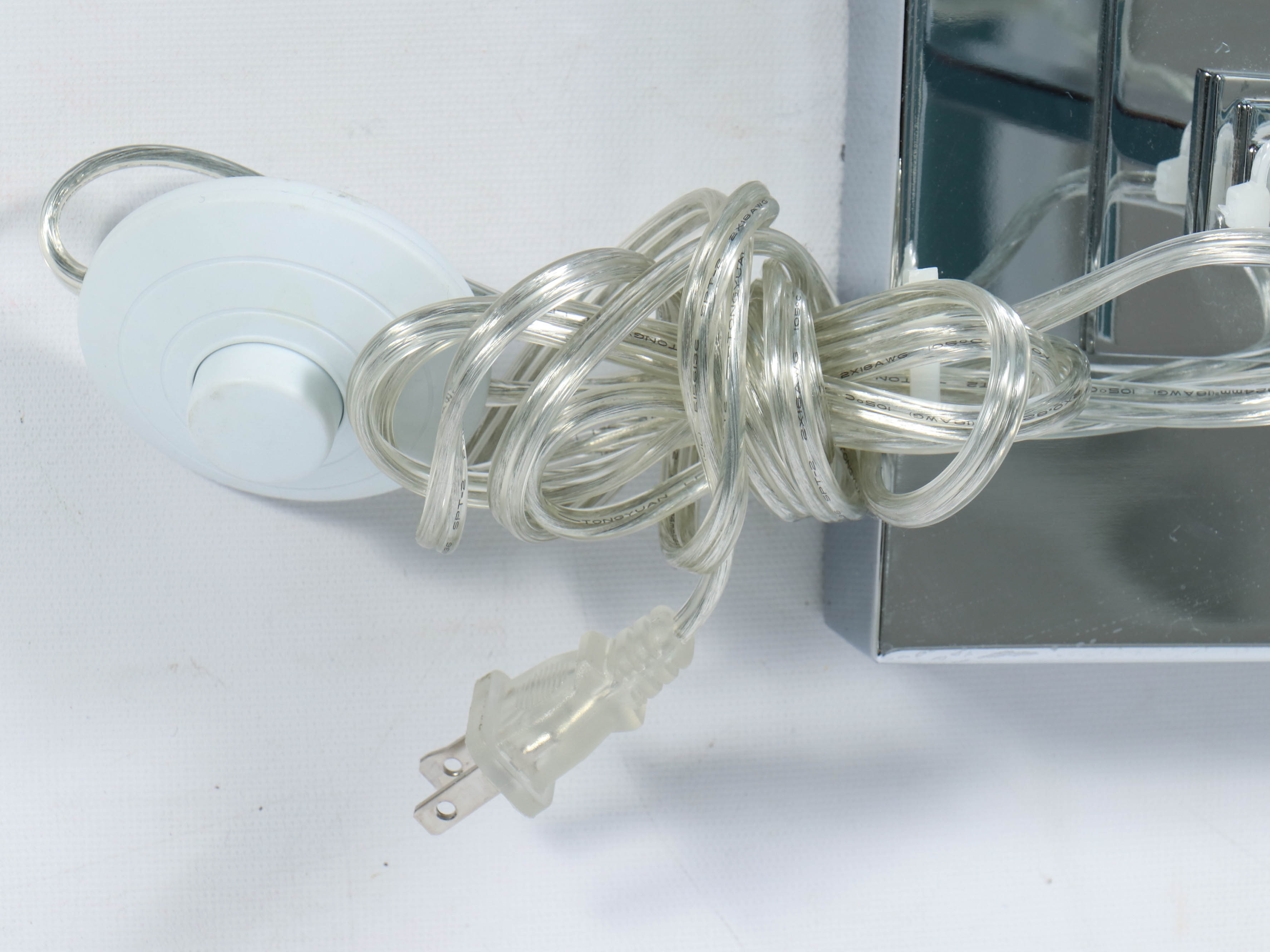 Adjustable Chrome Floor Lamp with Sheer Fabric Shade