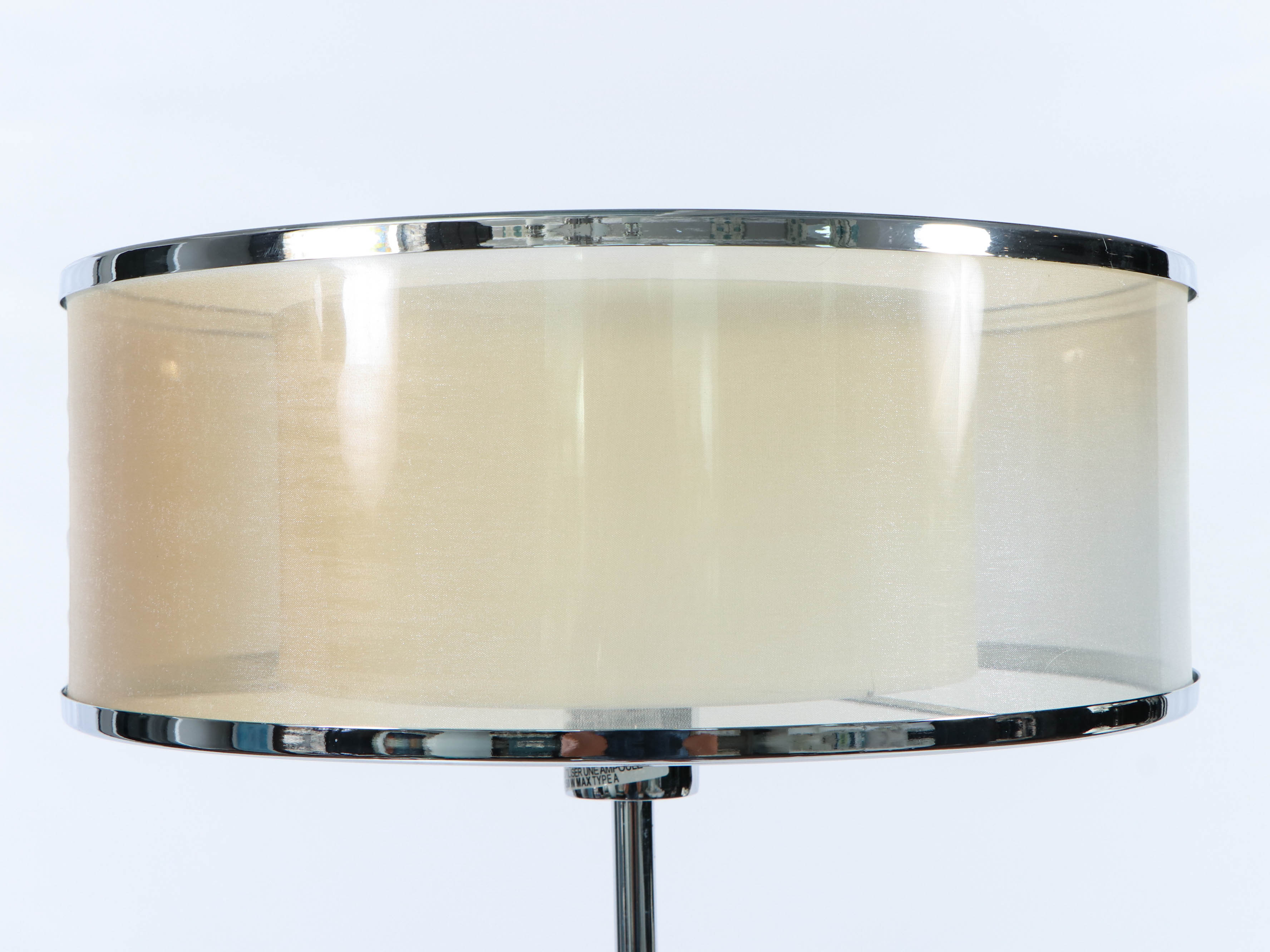 Adjustable Chrome Floor Lamp with Sheer Fabric Shade