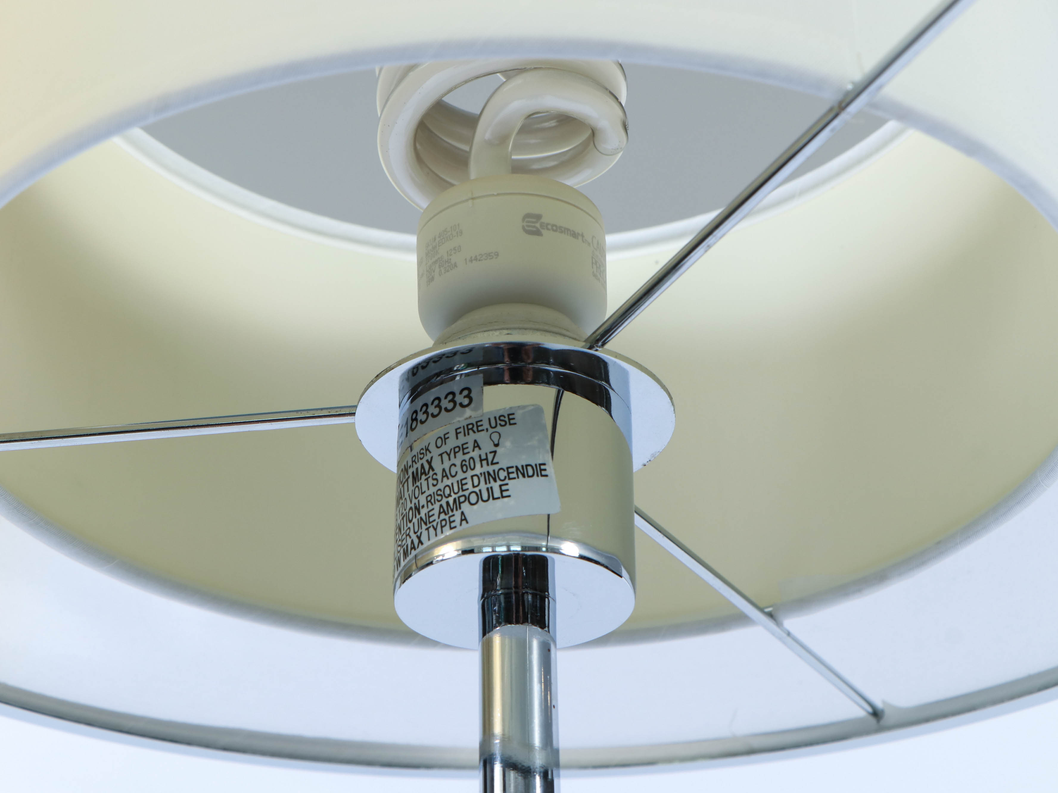 Adjustable Chrome Floor Lamp with Sheer Fabric Shade