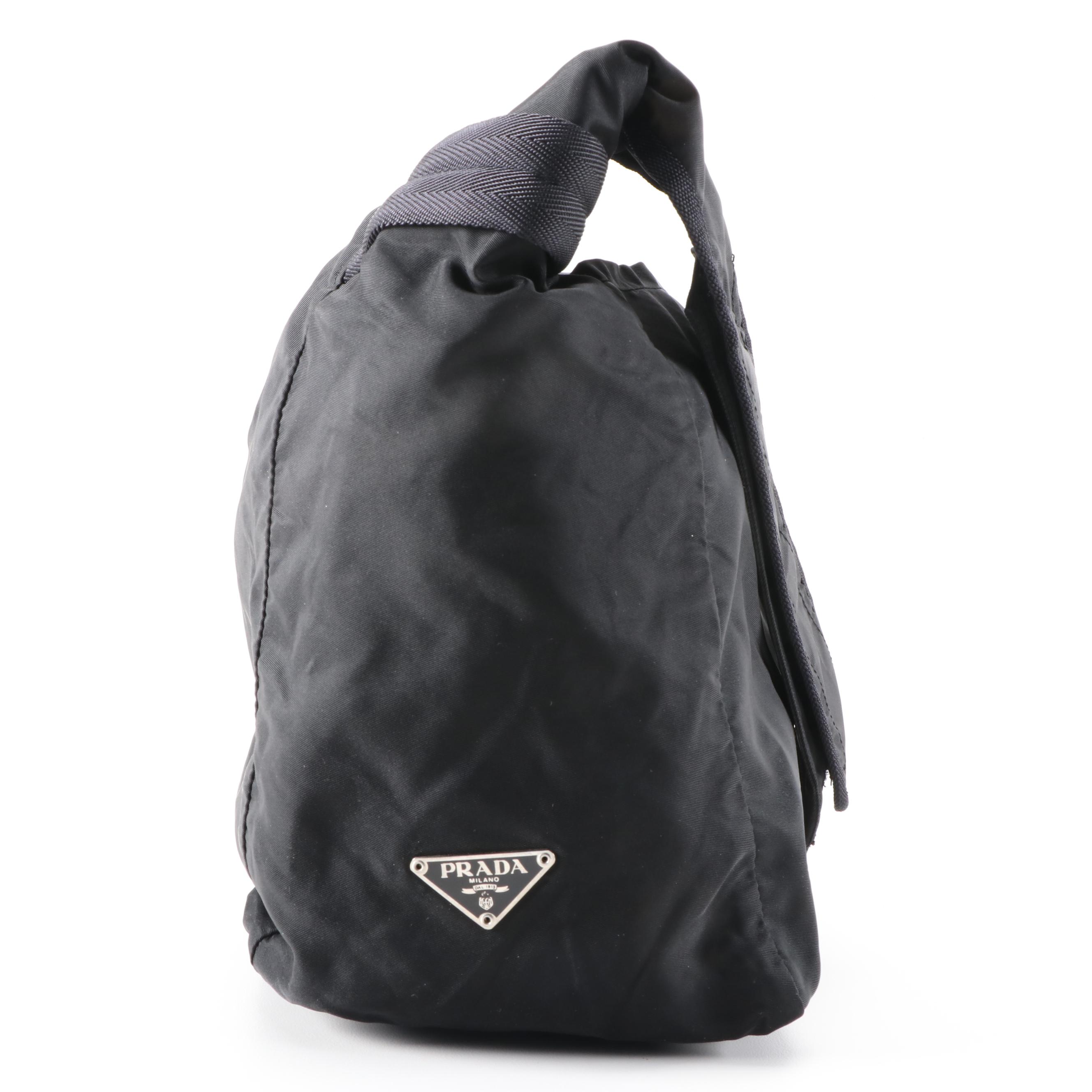 Prada Tessuto Black Nylon Drawstring Bag