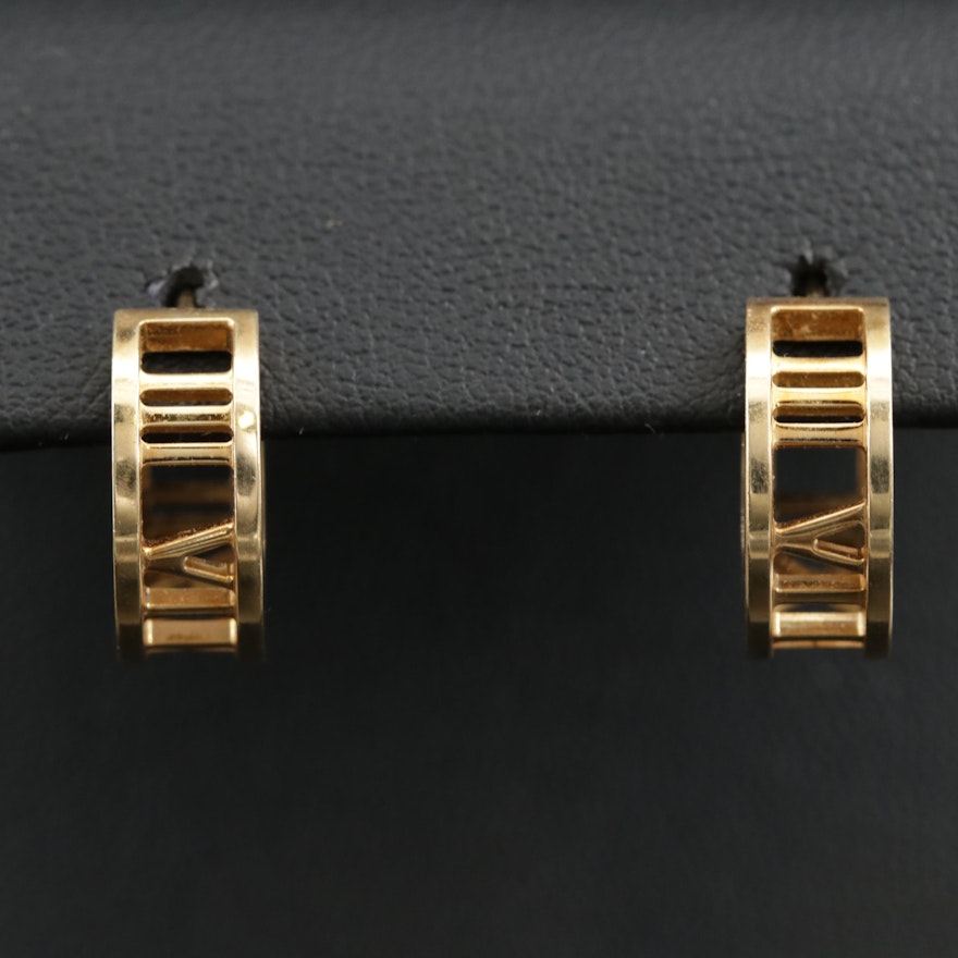 Tiffany & Co. "Atlas Collection" 18K Yellow Gold Hoop Earrings