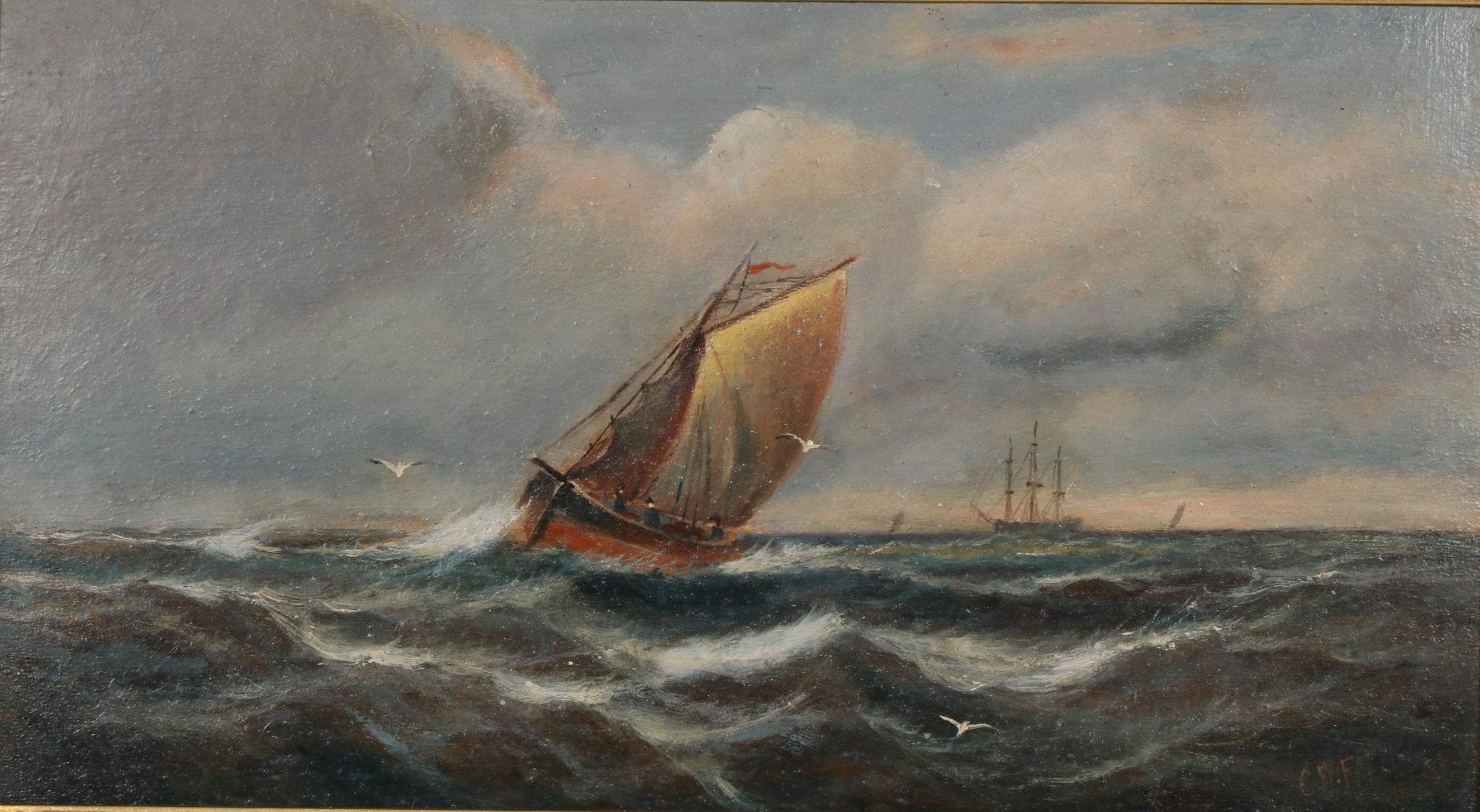 Charles W. Ferris Nautical Oil Painting, 1911