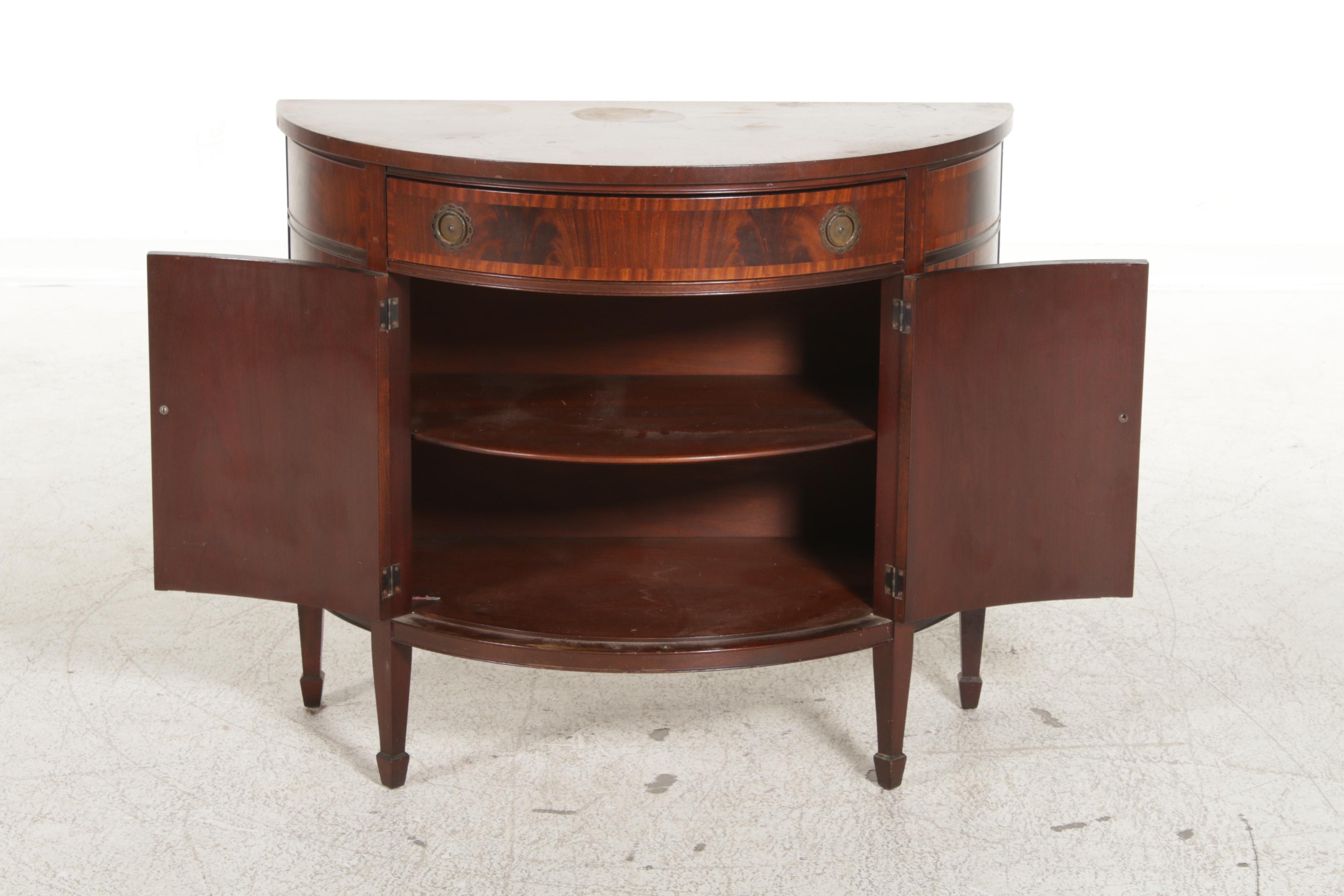 Johnson-Handley-Johnson Co. Hepplewhite Style Hardwood Demilune Commode