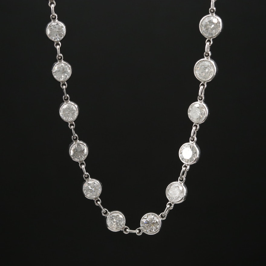 Platinum 8.52 CTW Bezel Set Diamond Necklace