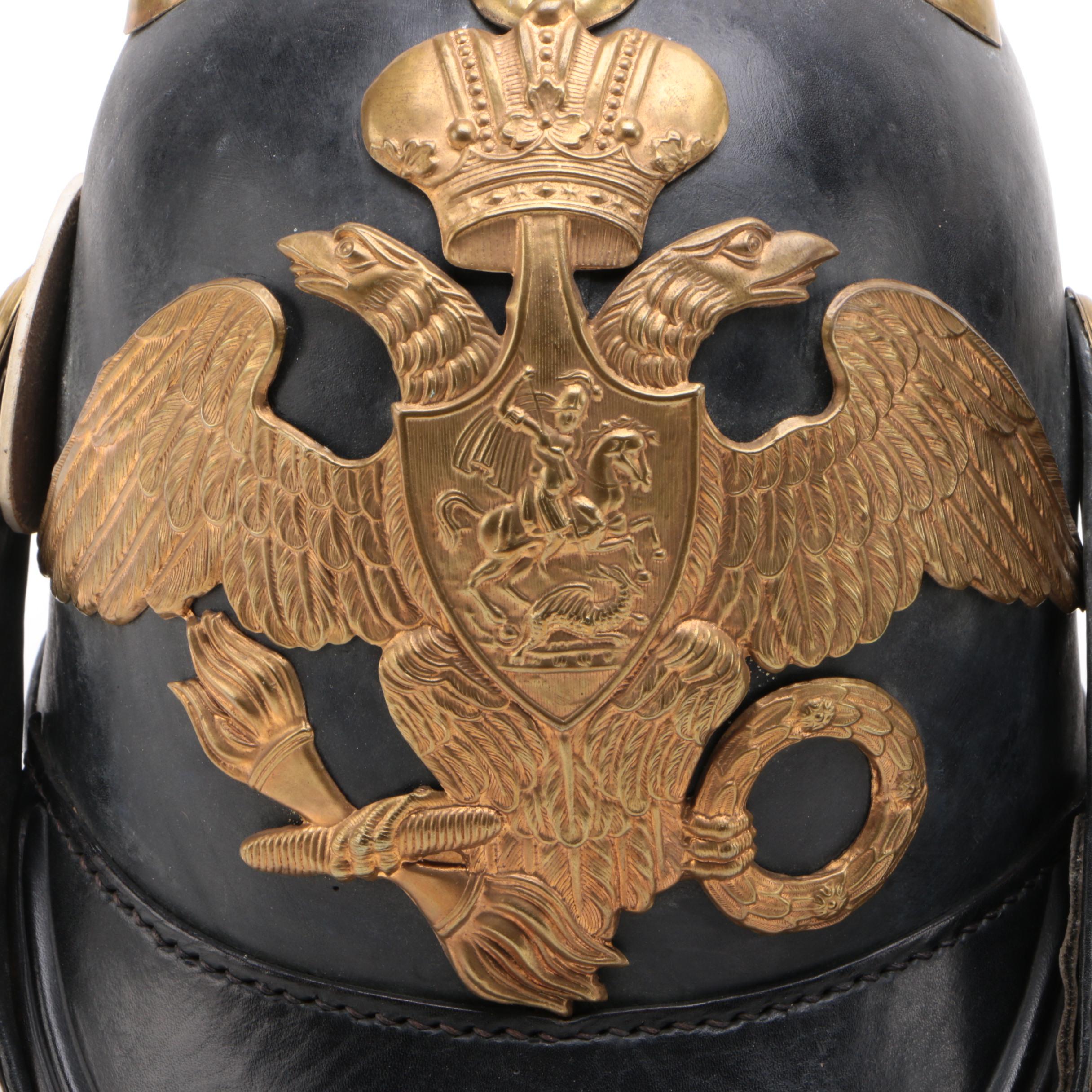 Fine Replica Models of German and Russian Pickelhaube Style Military Helmets