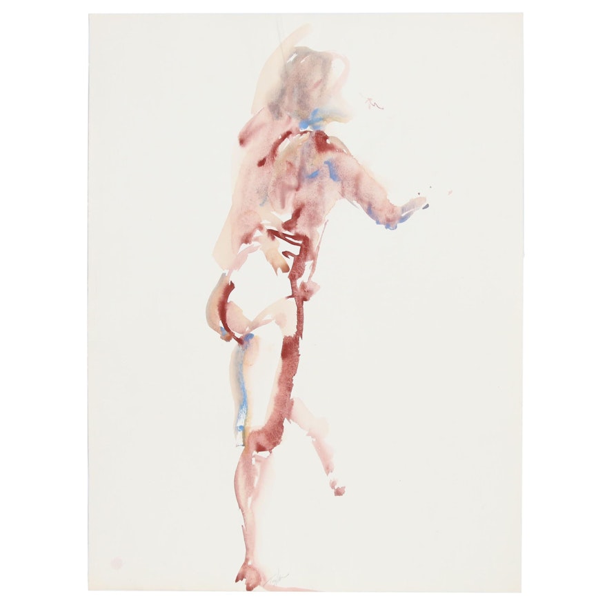 John Tuska Watercolor Painting of Nude Figure