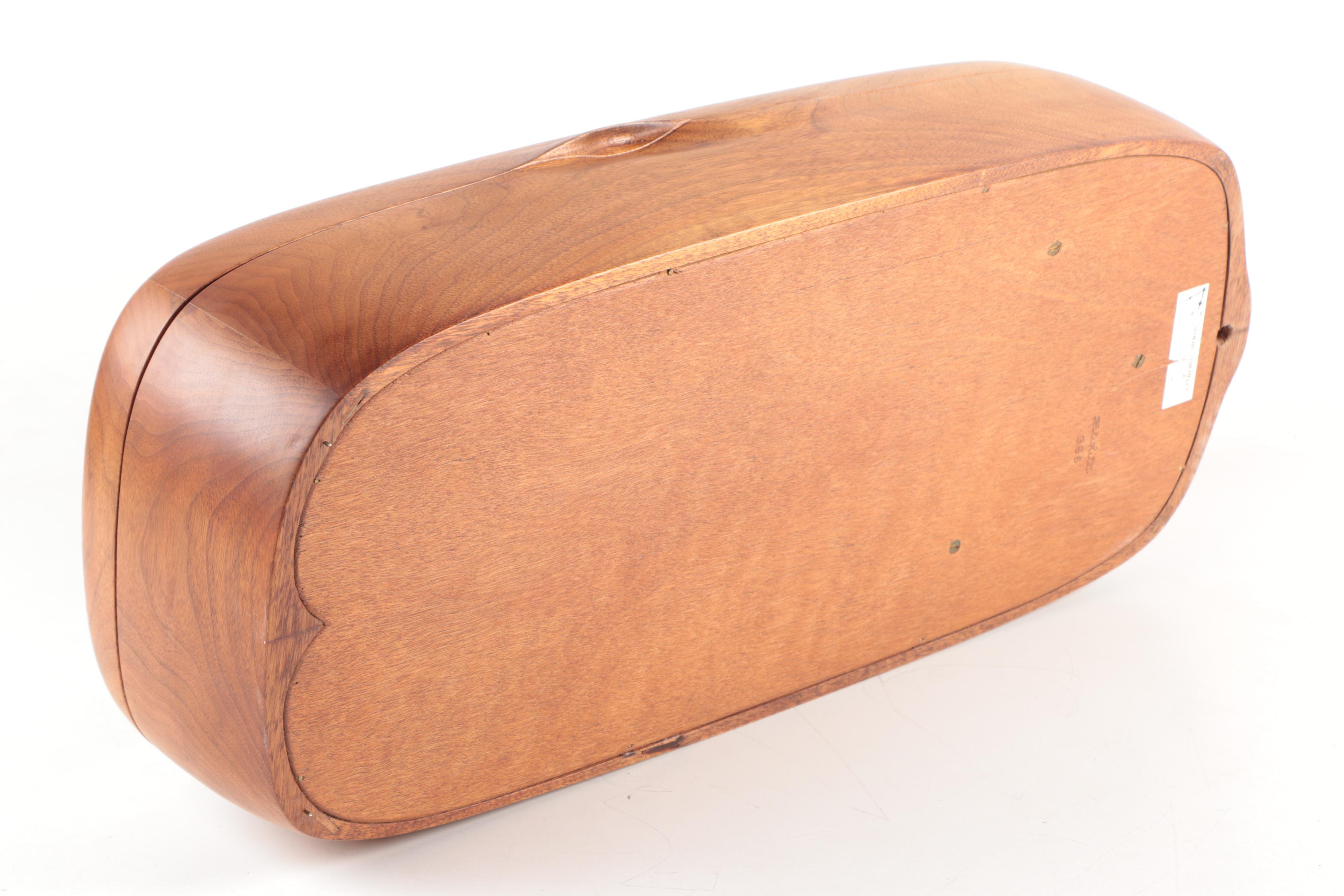 E. White Mid Century Modern Walnut Wall Clock