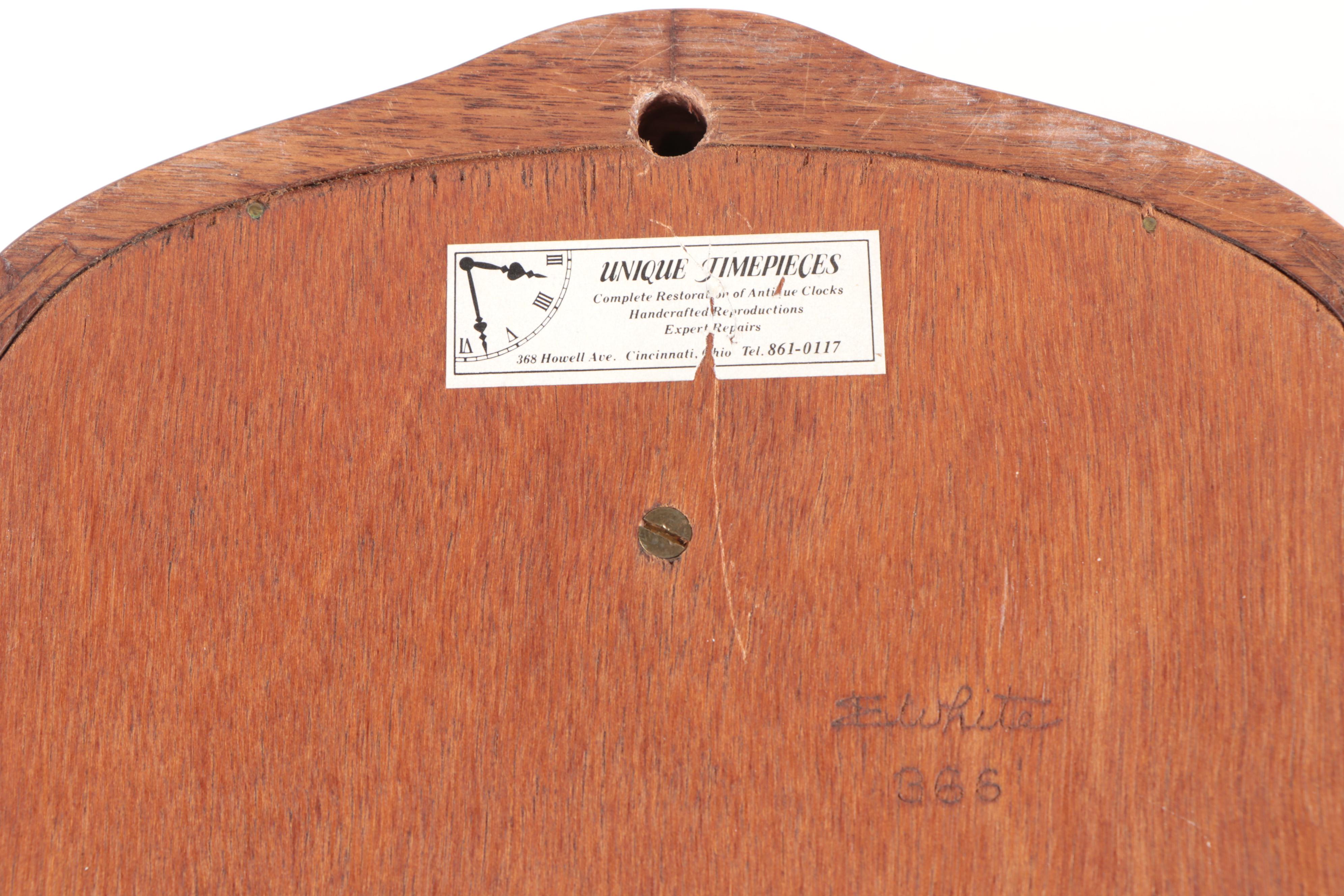 E. White Mid Century Modern Walnut Wall Clock