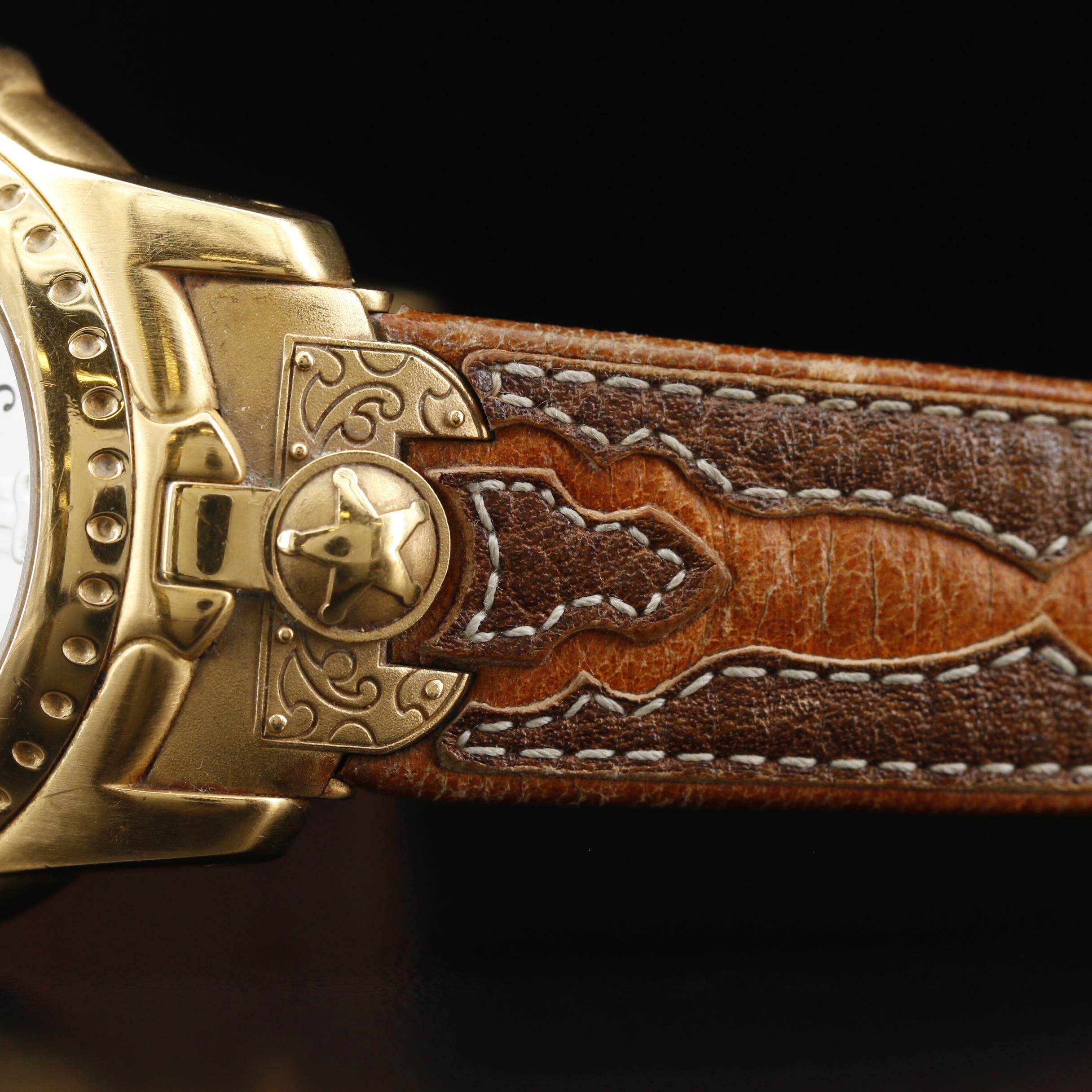 Michael Jordi Texas Longhorn Gold Tone Quartz Watch