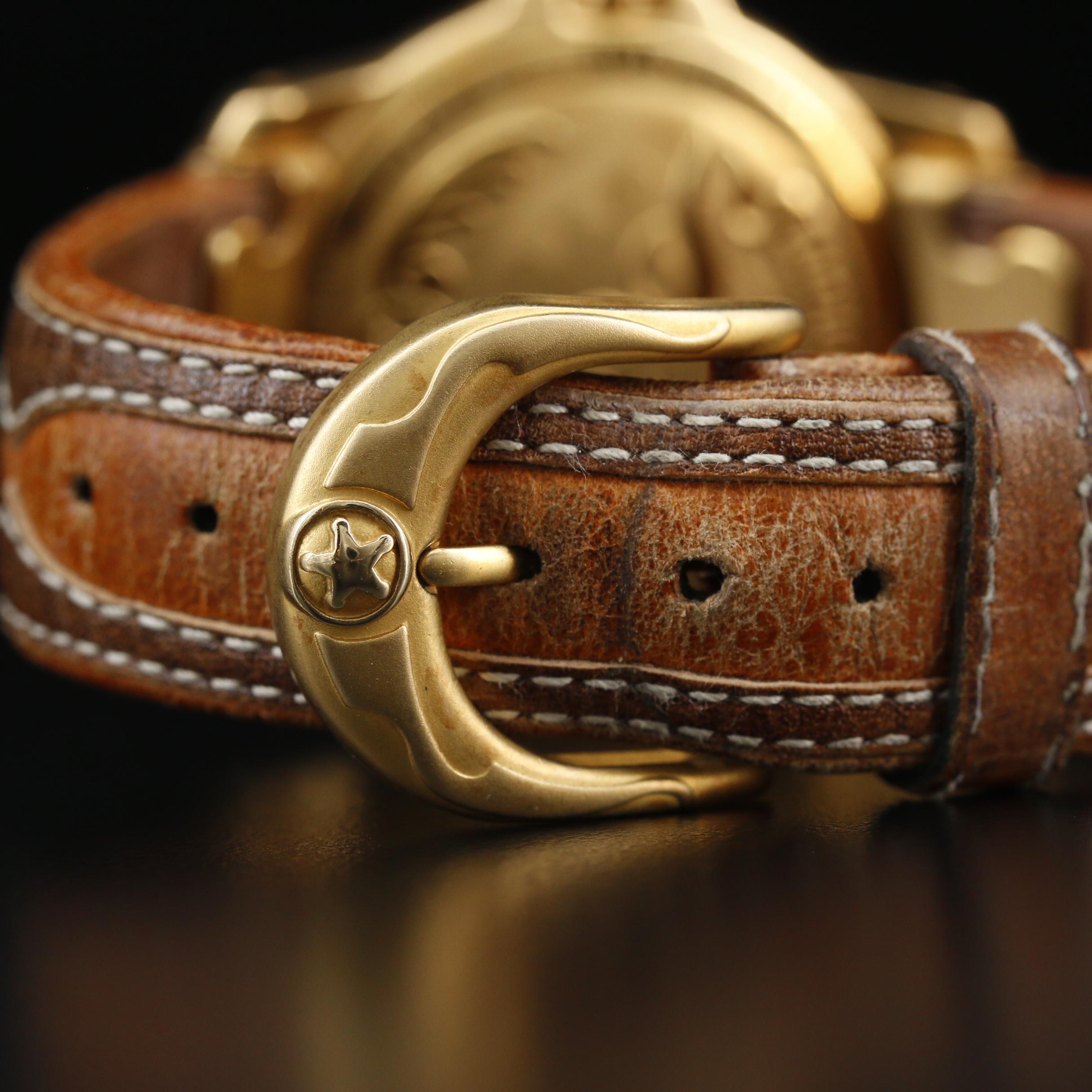 Michael Jordi Texas Longhorn Gold Tone Quartz Watch