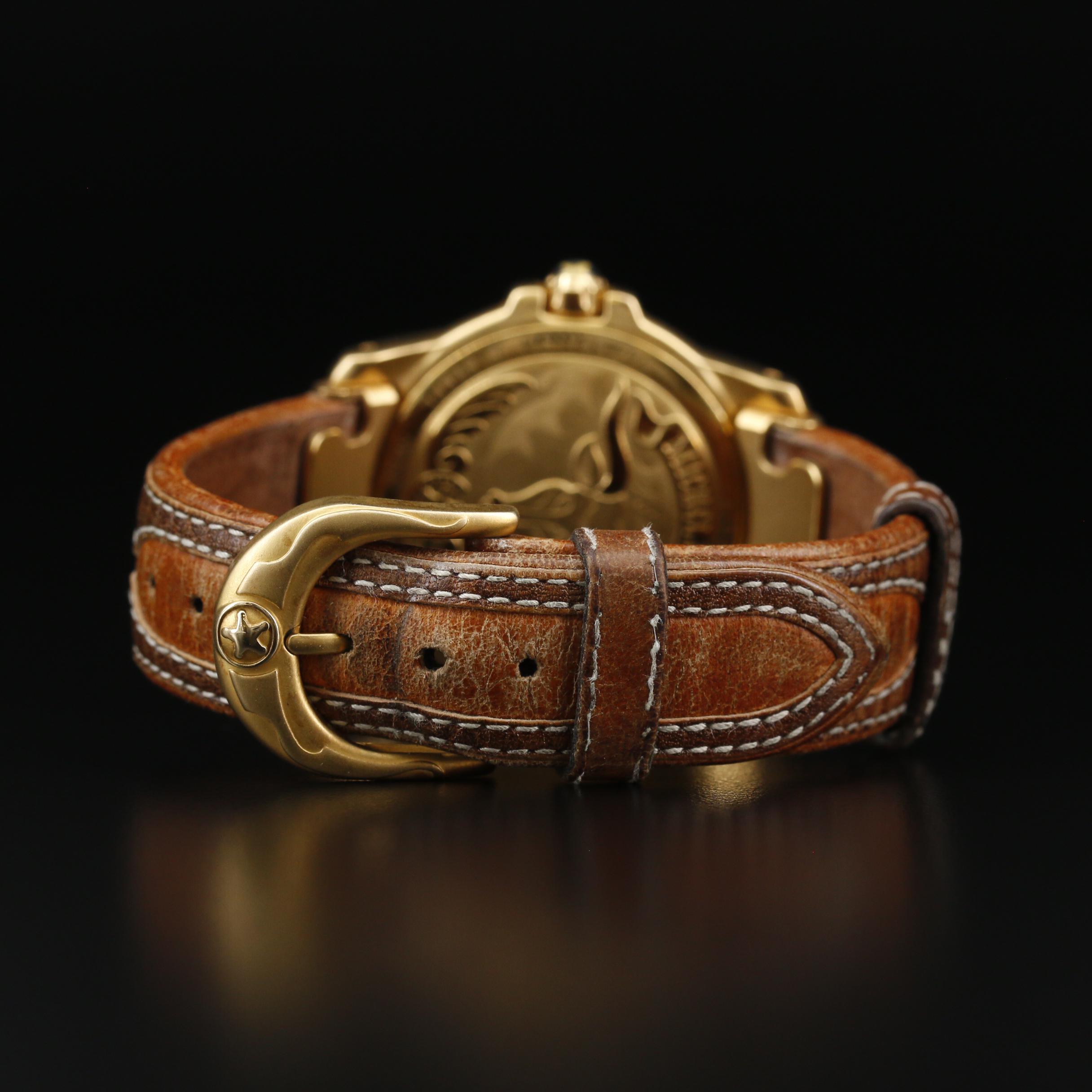 Michael Jordi Texas Longhorn Gold Tone Quartz Watch