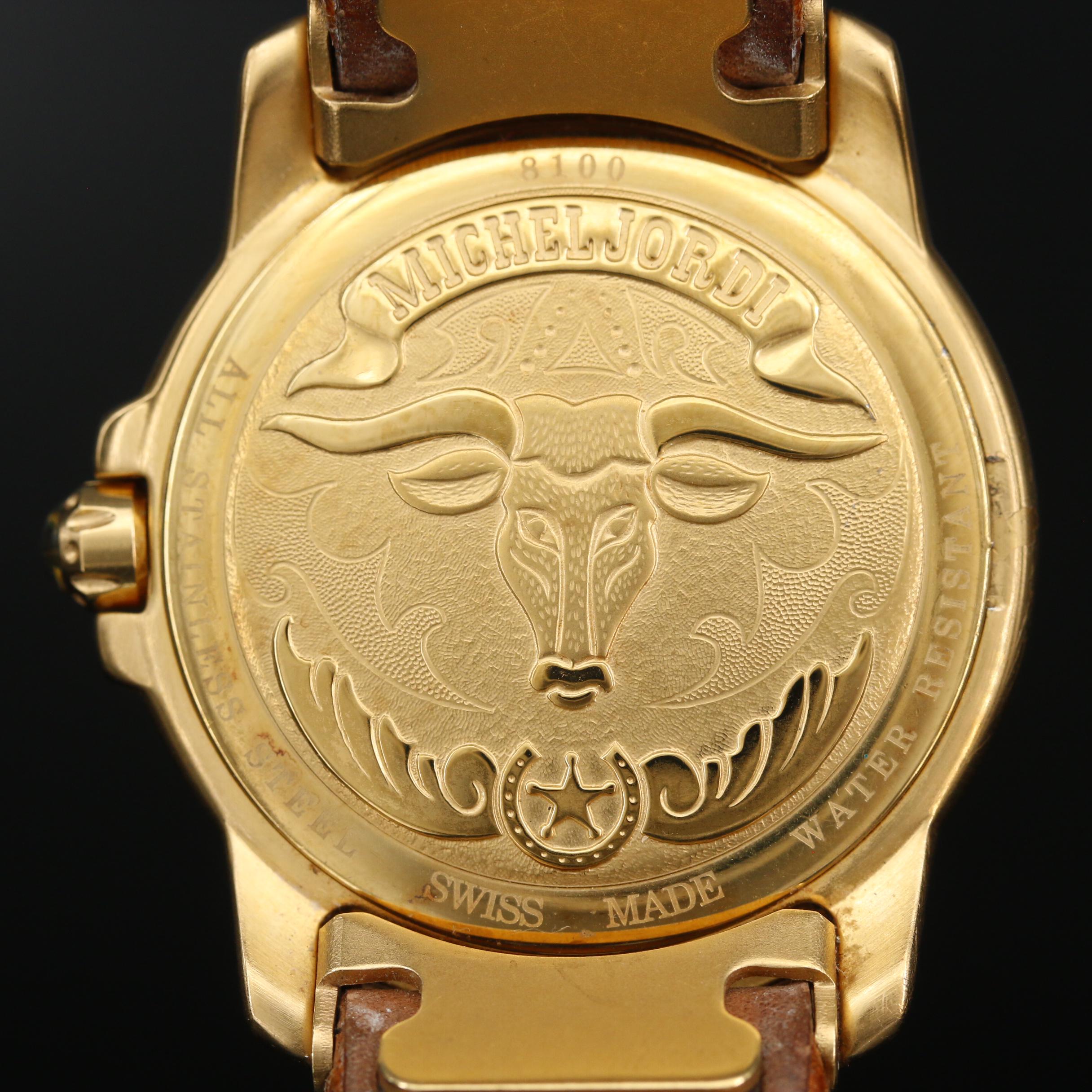 Michael Jordi Texas Longhorn Gold Tone Quartz Watch