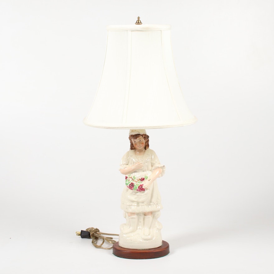 Staffordshire Porcelain Converted Figural Table Lamp